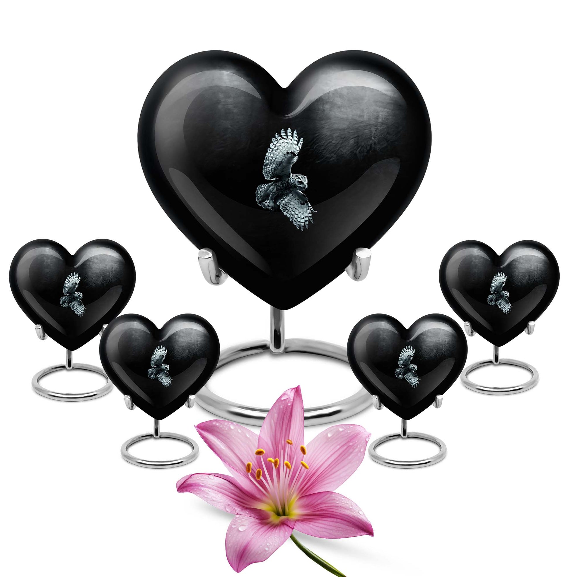 Owl Theme Large Urn With 4 Keepsake Urn