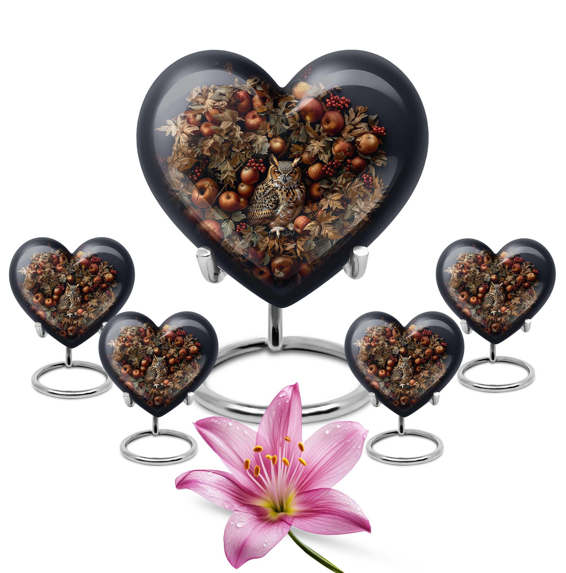 Owl Theme Large Urn With 4 Keepsake Urn