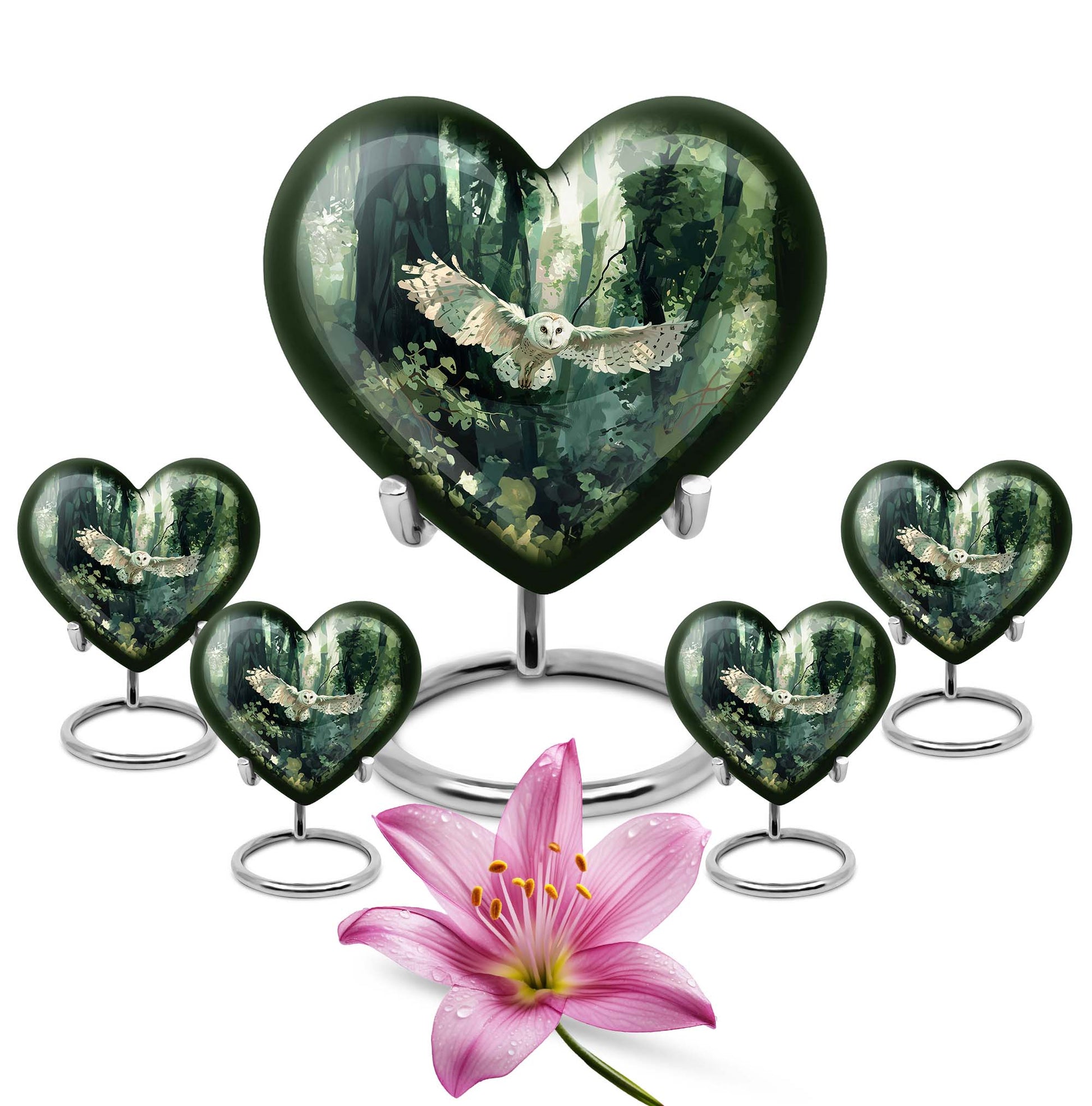 Owl Theme Large Urn With 4 Keepsake Urn
