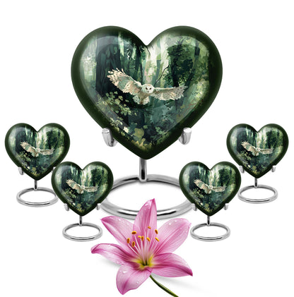 Owl Theme Large Urn With 4 Keepsake Urn