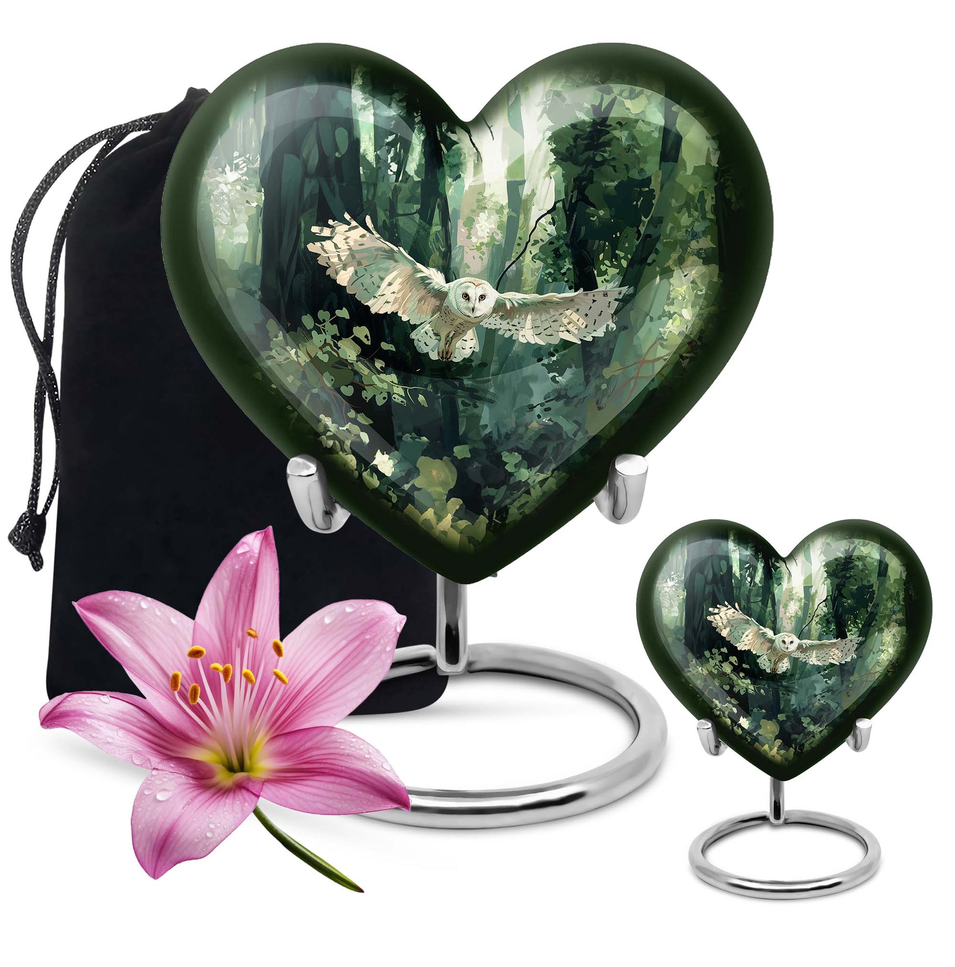 Owl Theme Large Urn With 1 Keepsake Urn