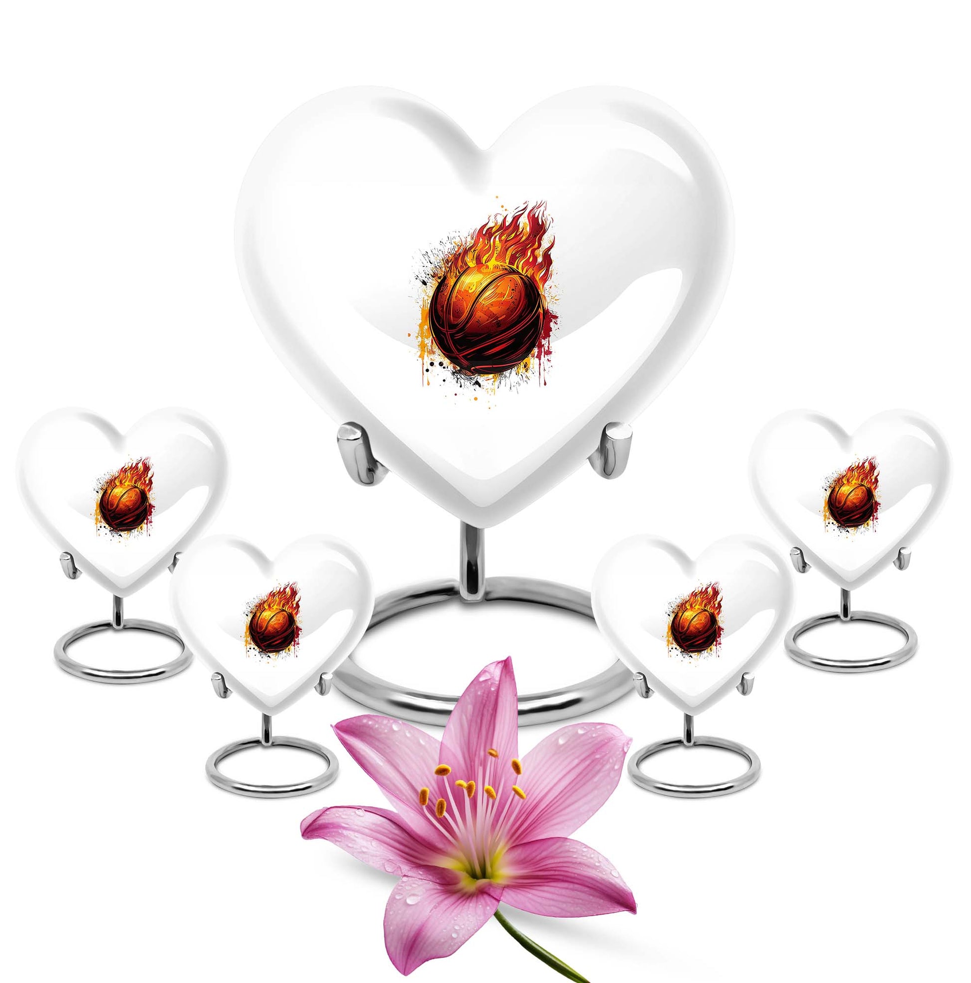 Basketball Theme Large Urn With 4 Keepsake Urn