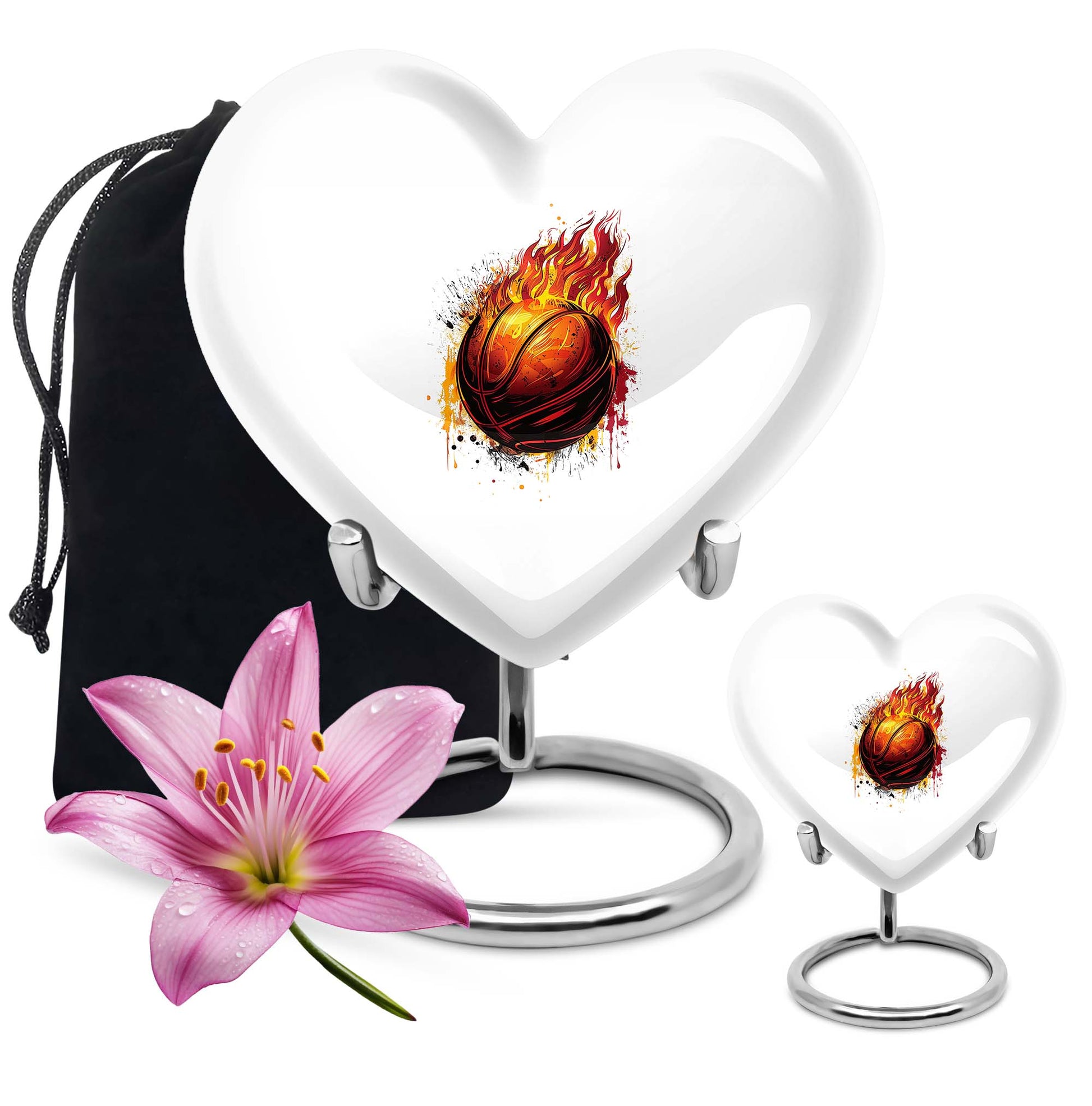 Basketball Theme Large Urn With 1 Keepsake Urn