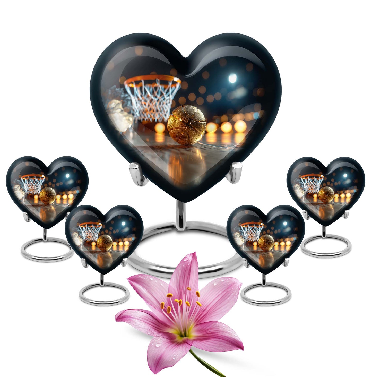 Basketball Theme Large Urn With 4 Keepsake Urn