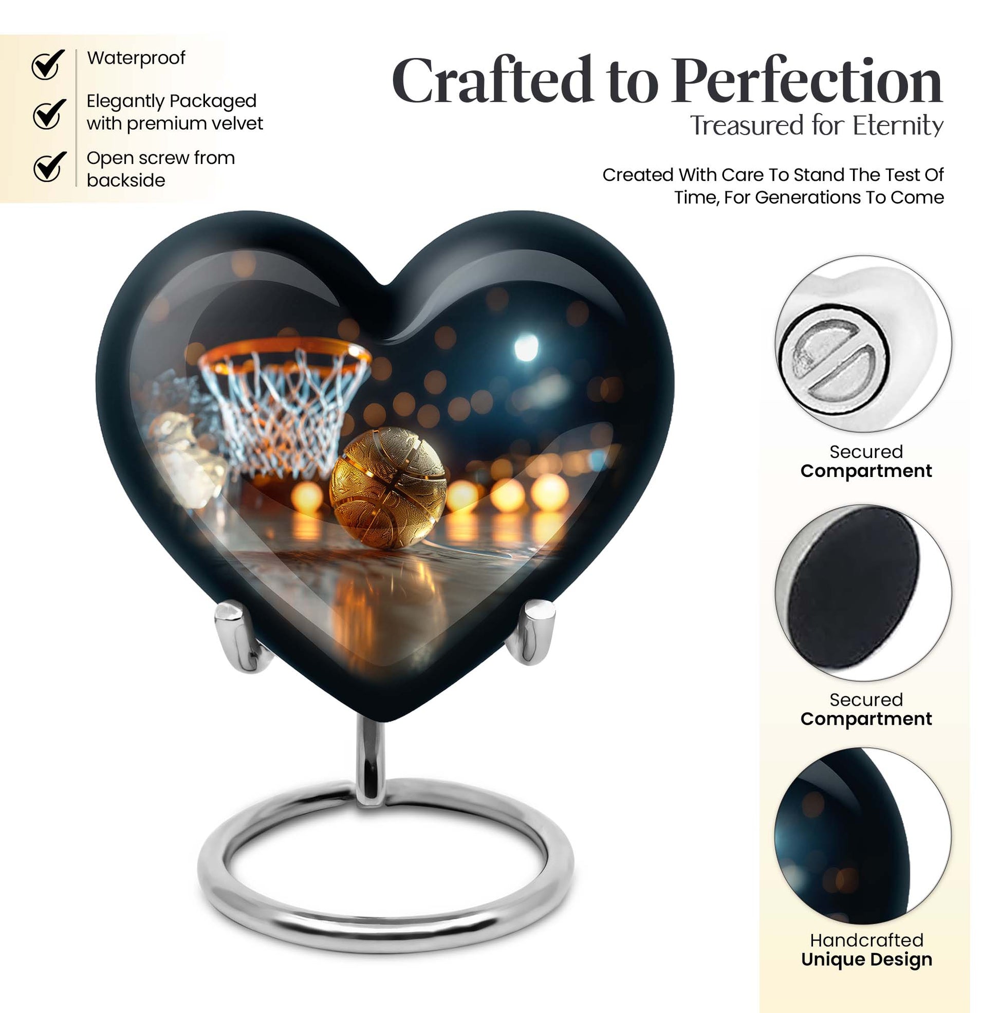 10 inch heart-shaped basketball urn 