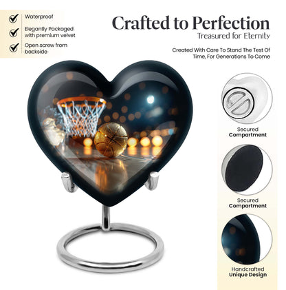 10 inch heart-shaped basketball urn 
