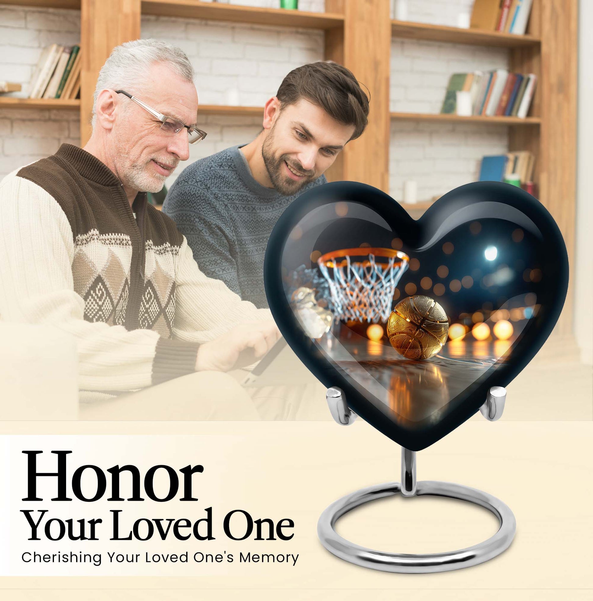 10 inch heart-shaped basketball urn 