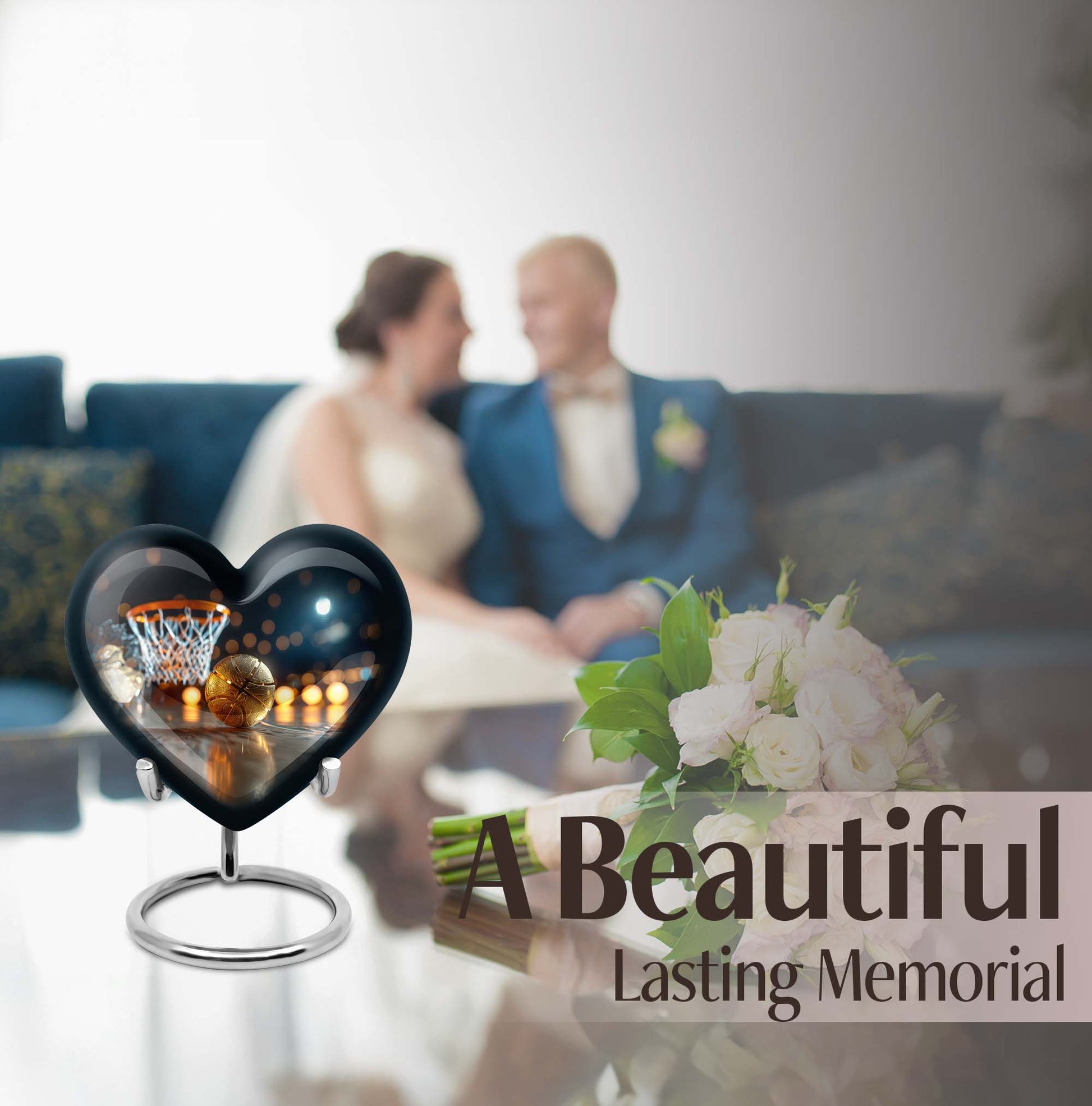 10 inch heart-shaped basketball urn 