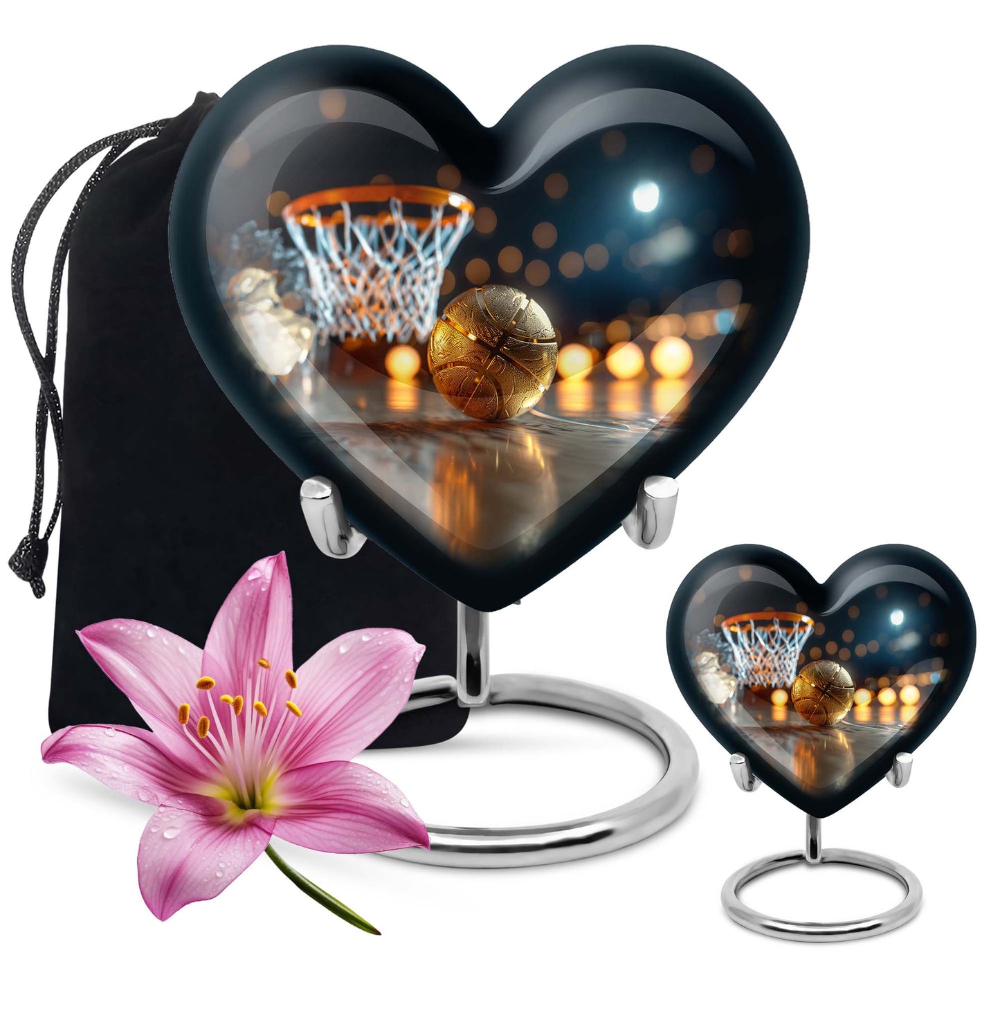 Basketball Theme Large Urn With 1 Keepsake Urn