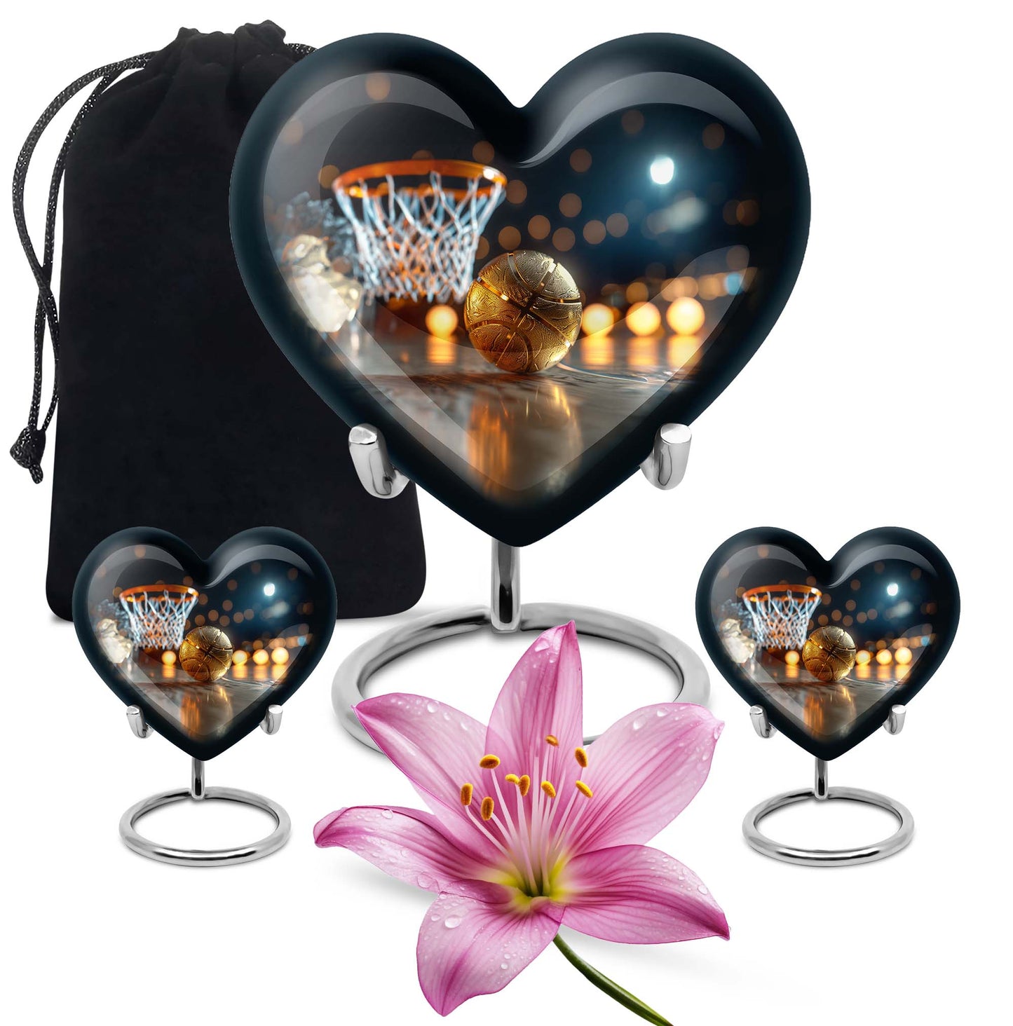 Basketball Theme Large Urn With 2 Keepsake Urn