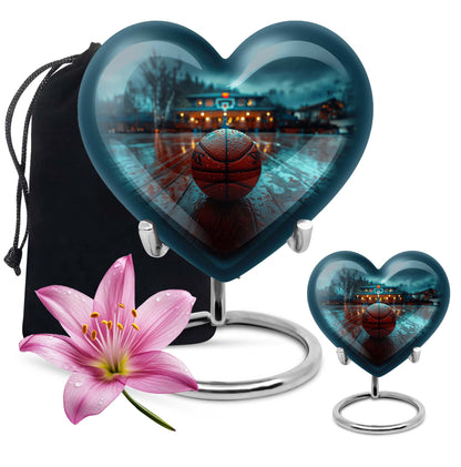 Basketball Theme Large Urn With 1 Keepsake Urn