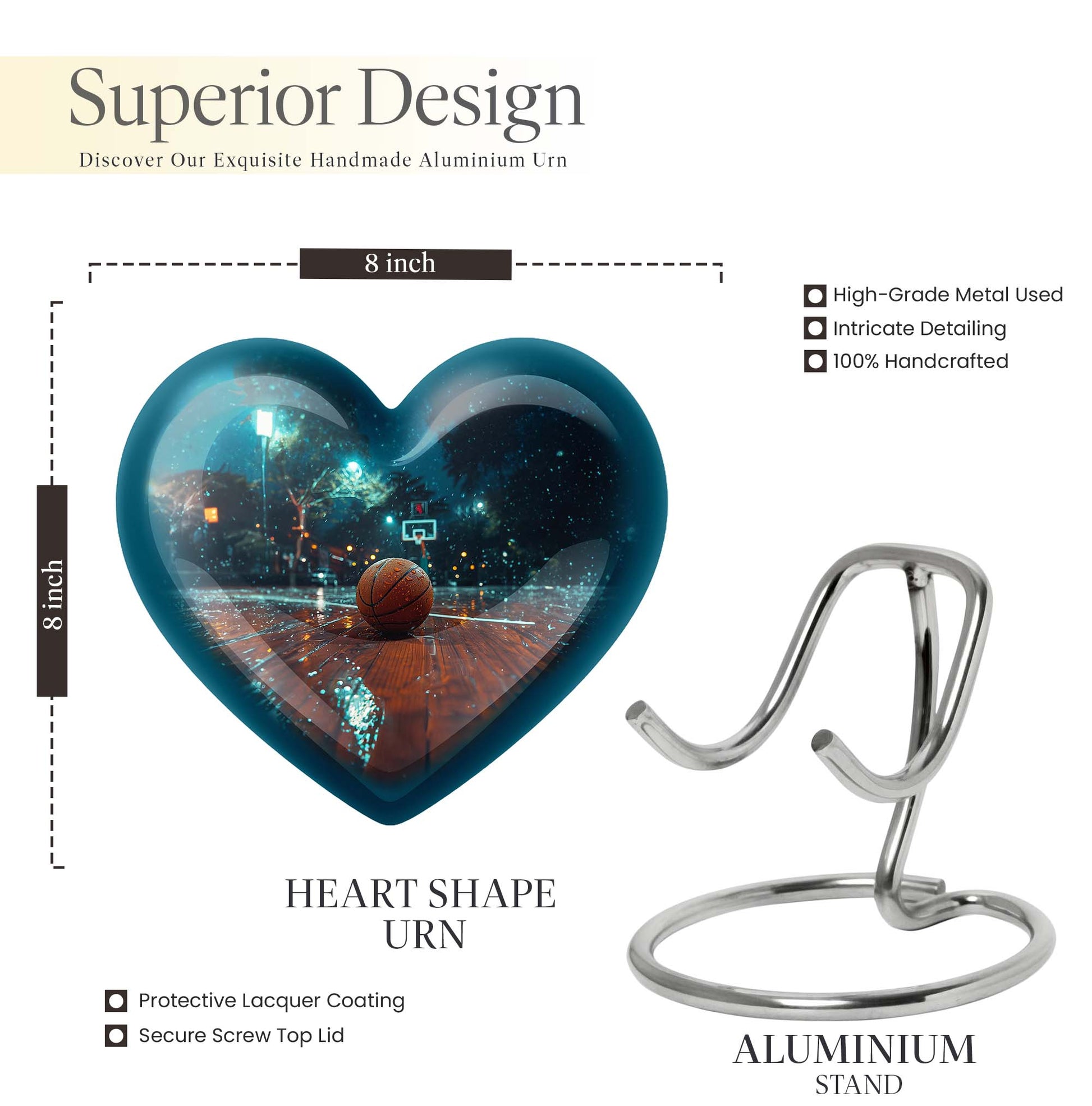 10-inch Heart-shaped Basketball Urn, Gramophone 