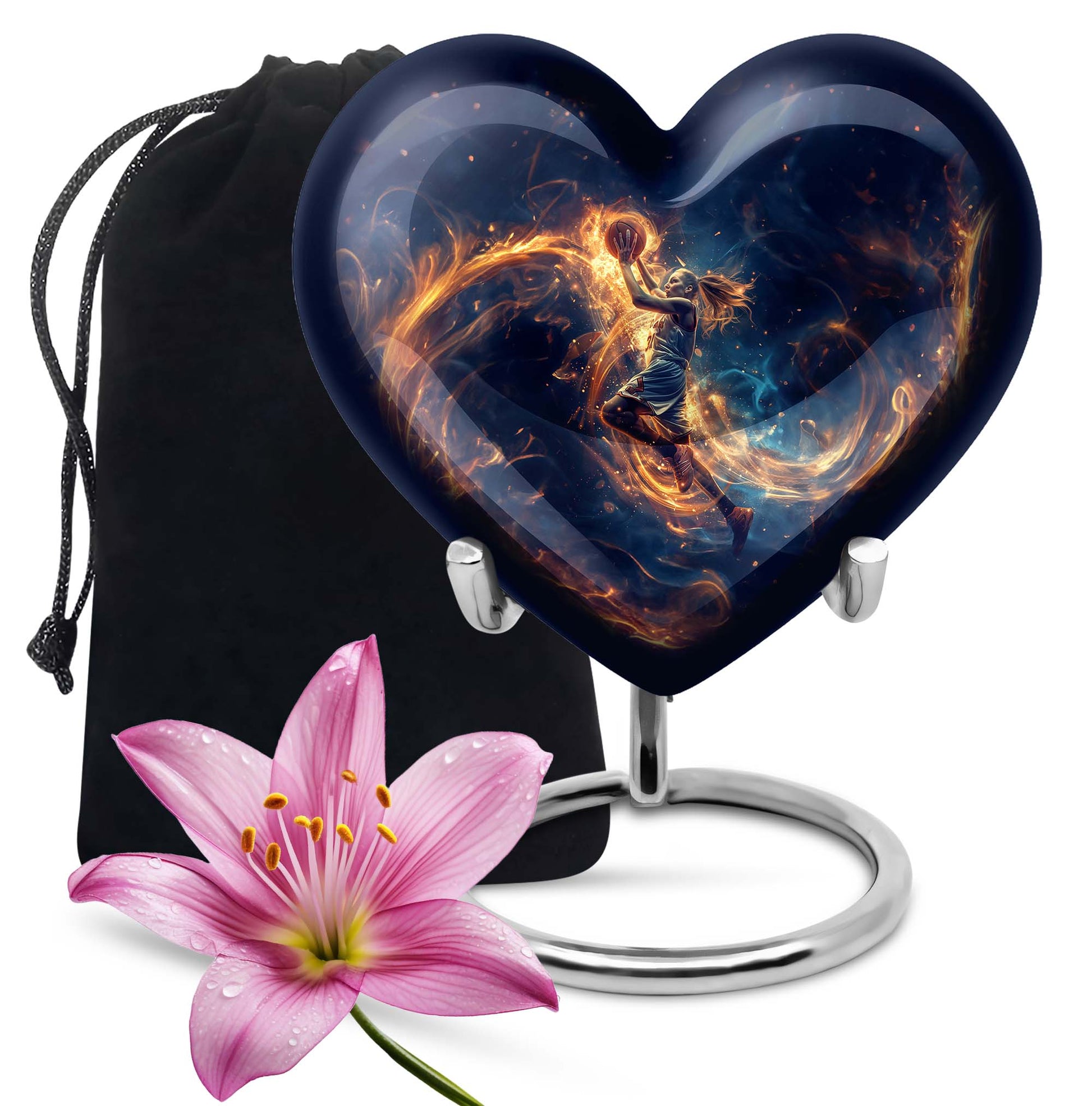 heart shaped basketball urn