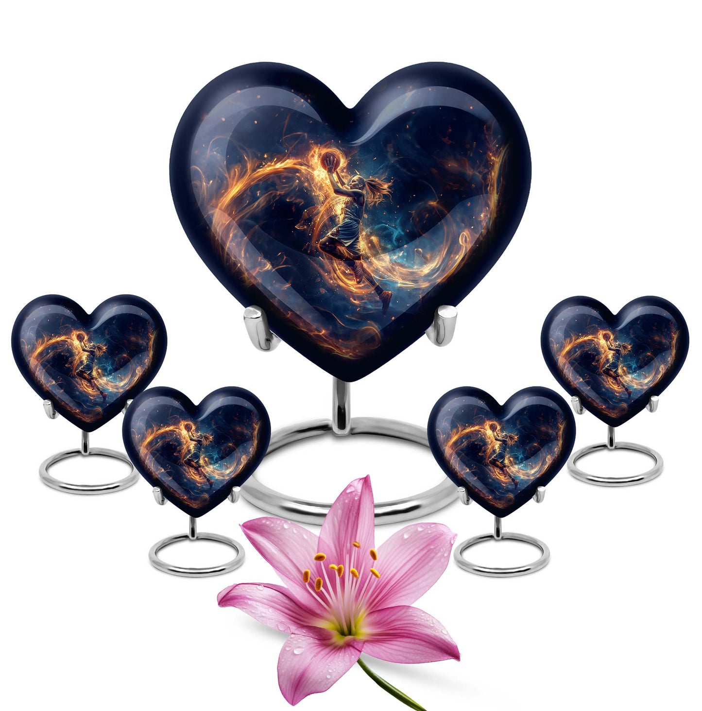 heart shaped basketball urn