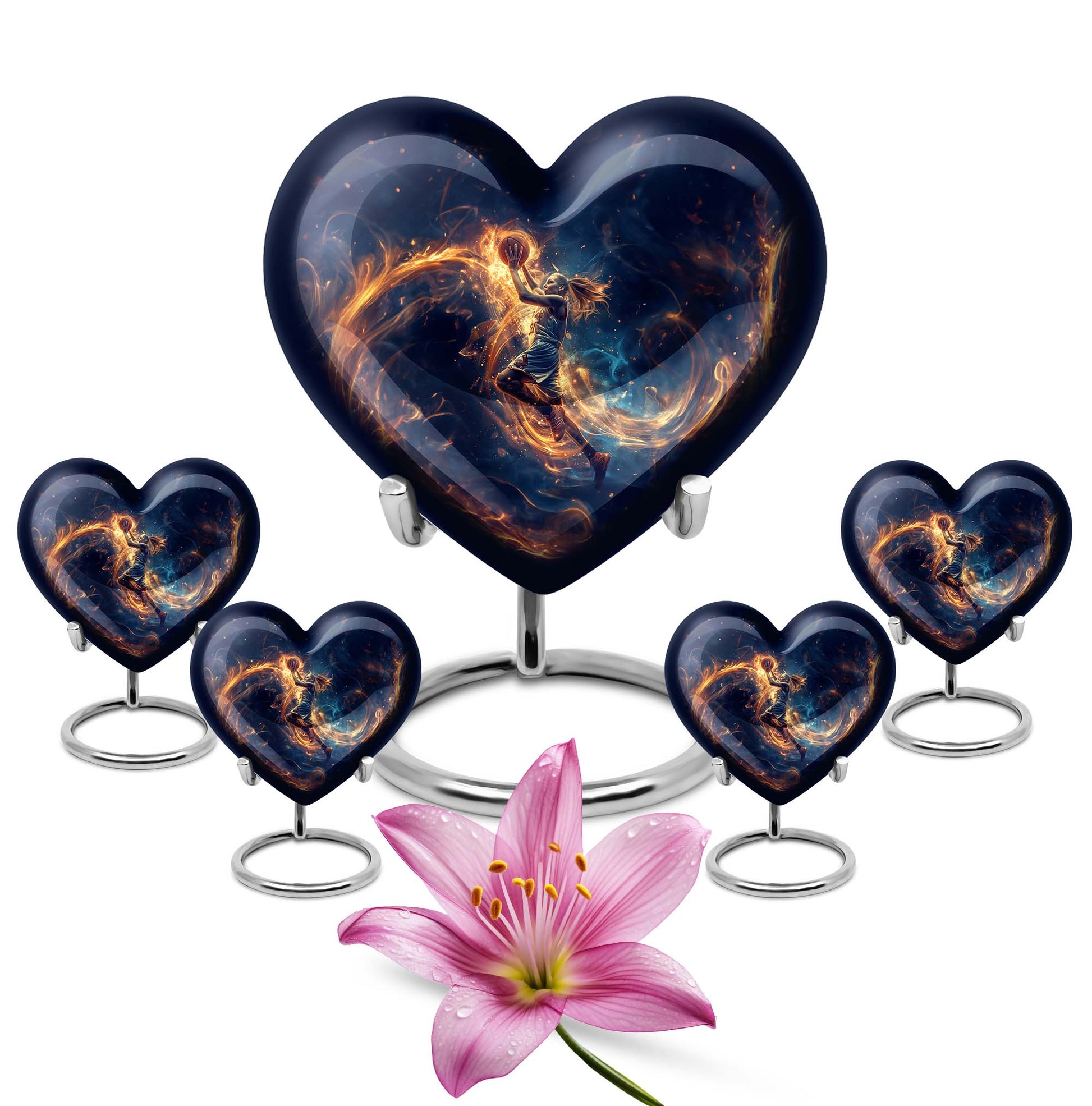 heart shaped basketball urn