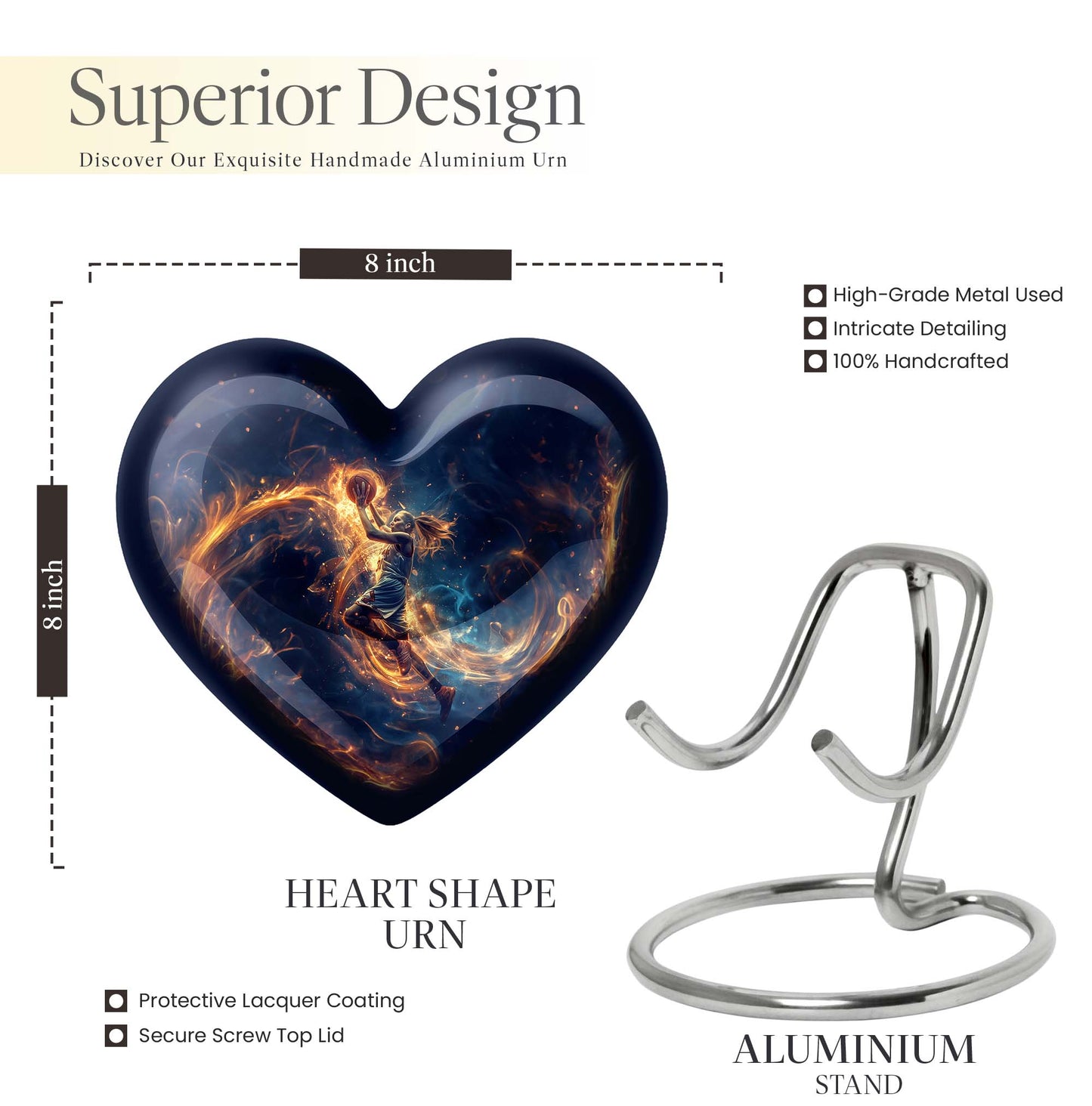 heart shaped basketball urn