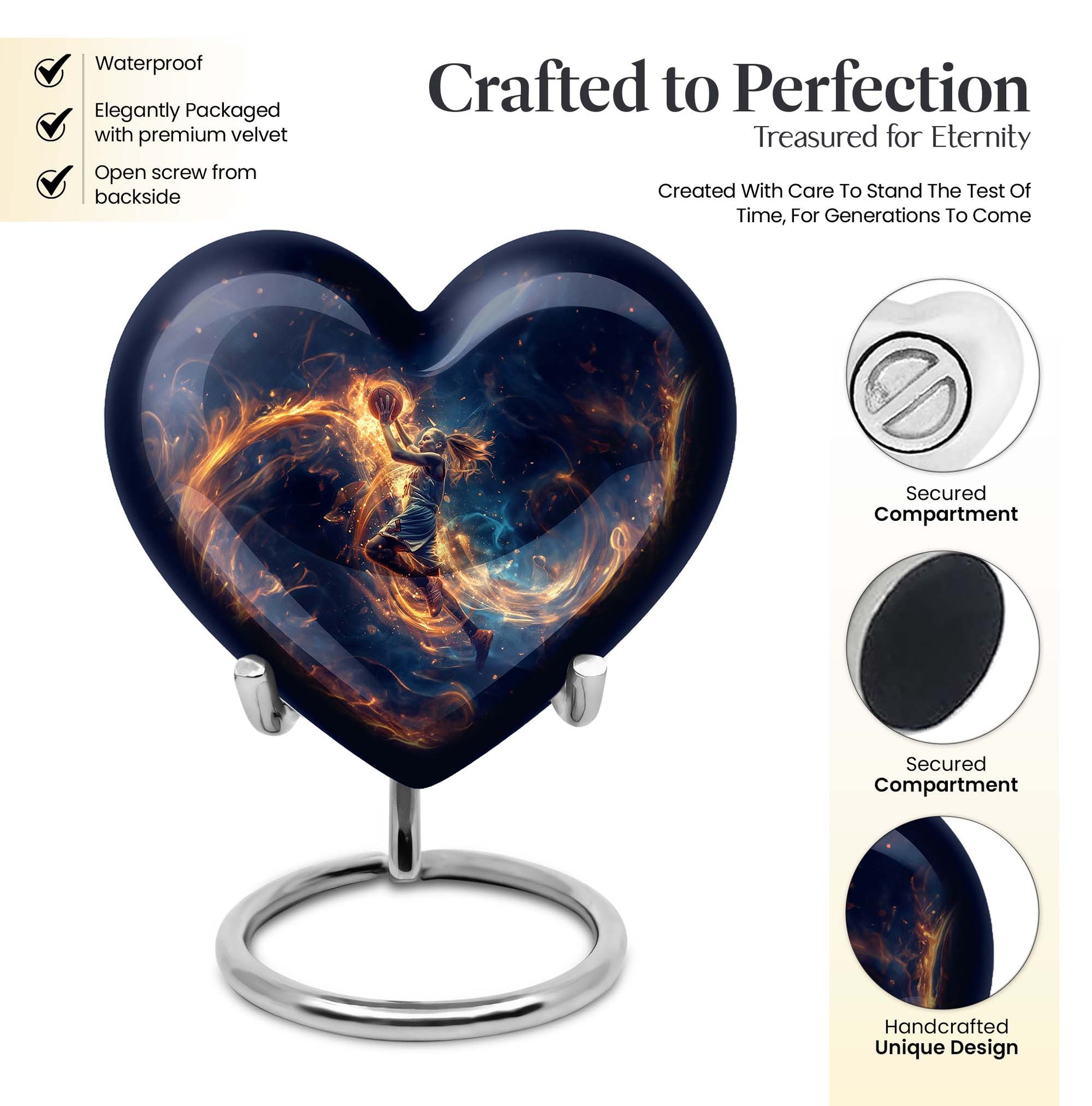 heart shaped basketball urn