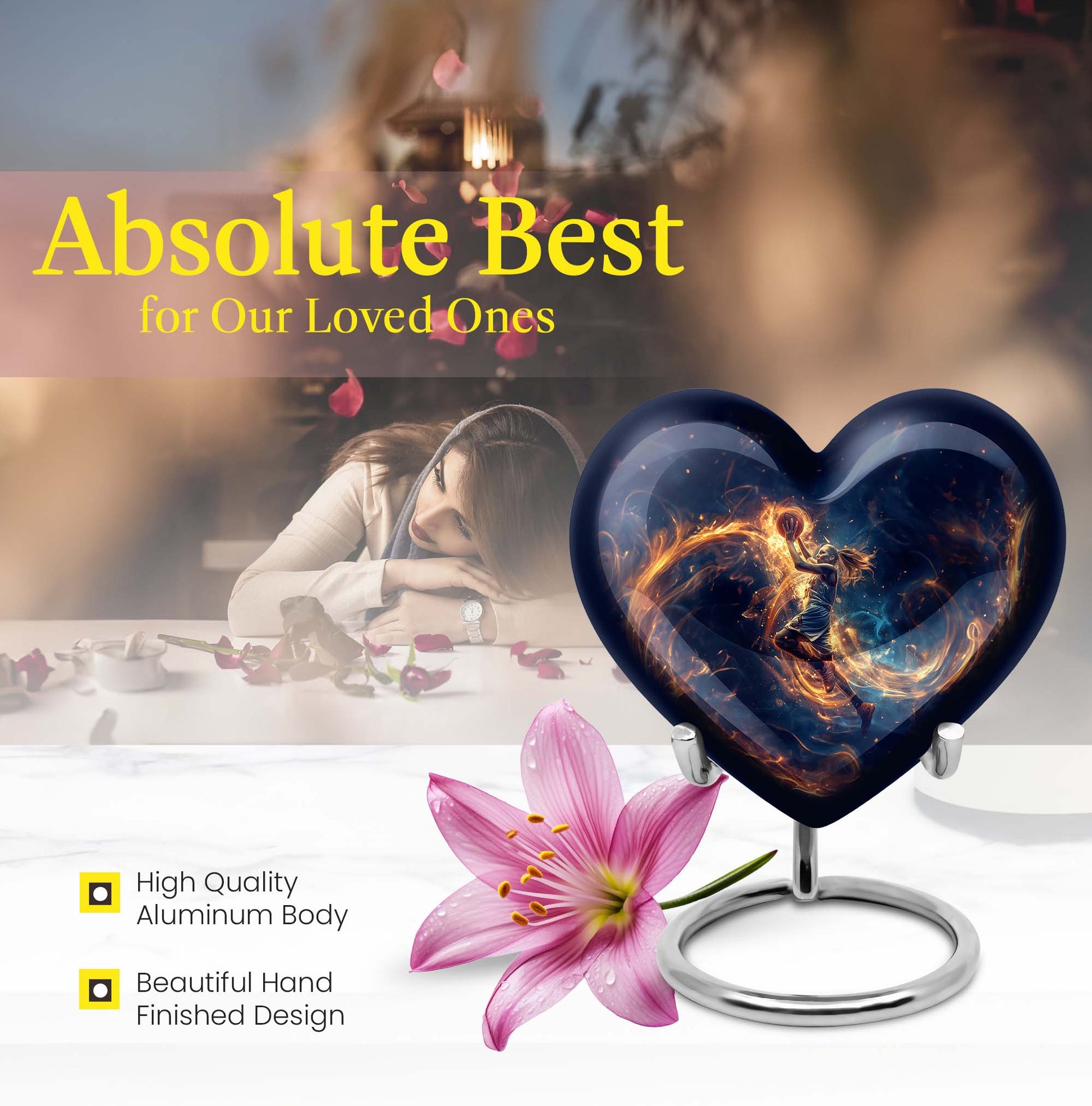 heart shaped basketball urn