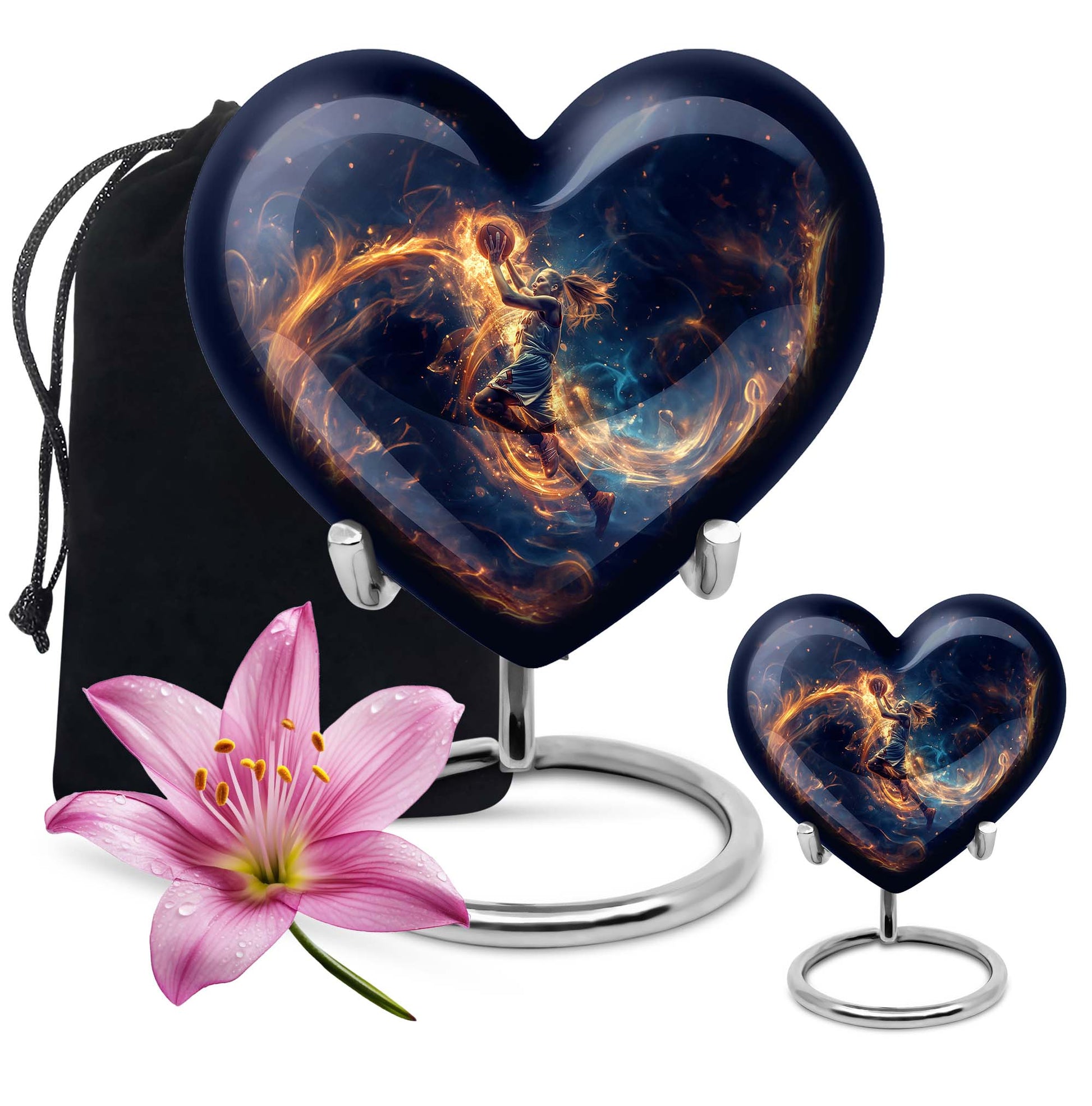 heart shaped basketball urn