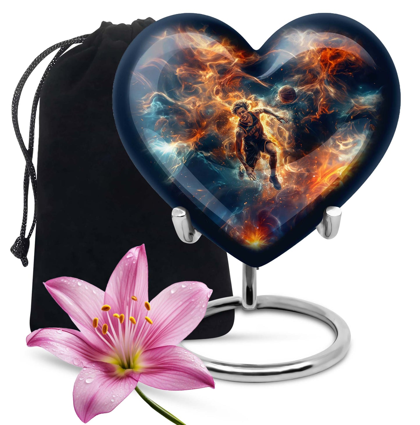 Heart-designed basketball Urn