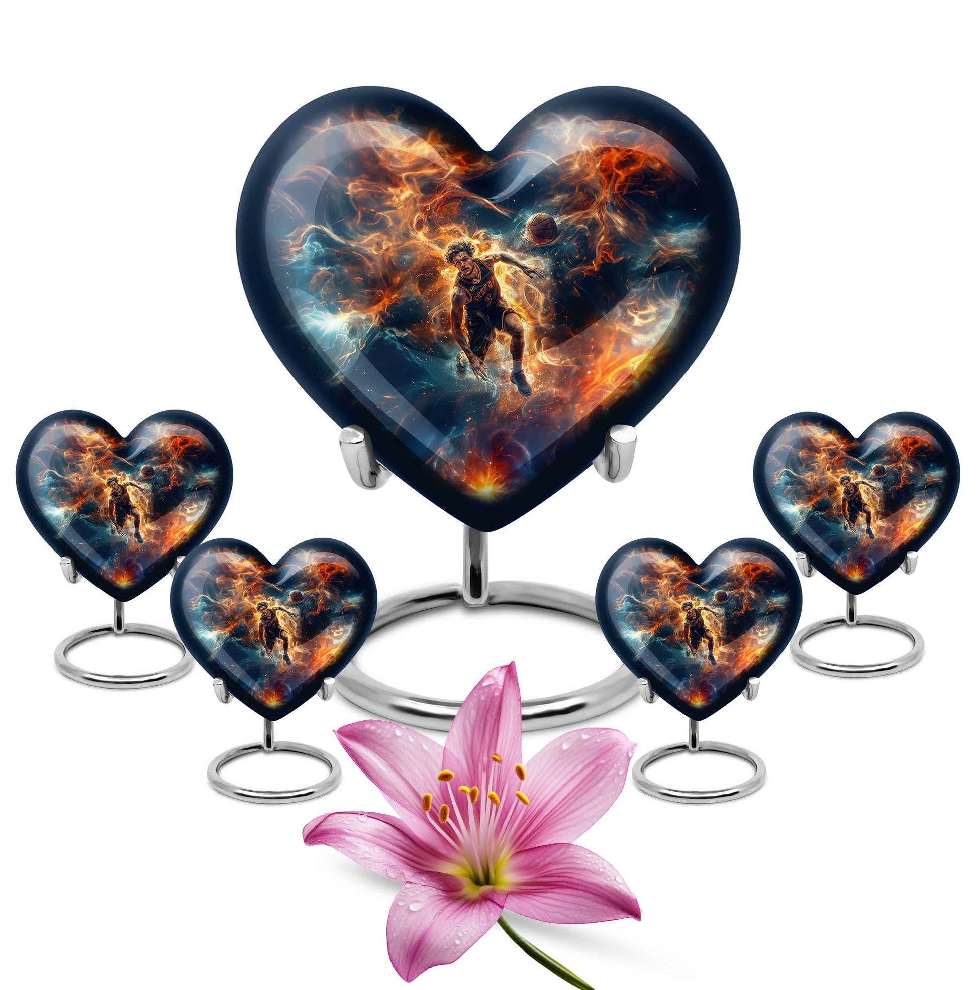 Heart-designed basketball Urn