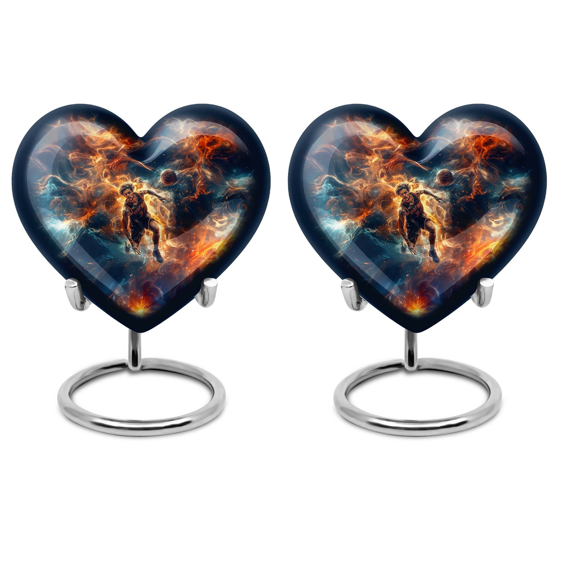 Heart-designed basketball Urn