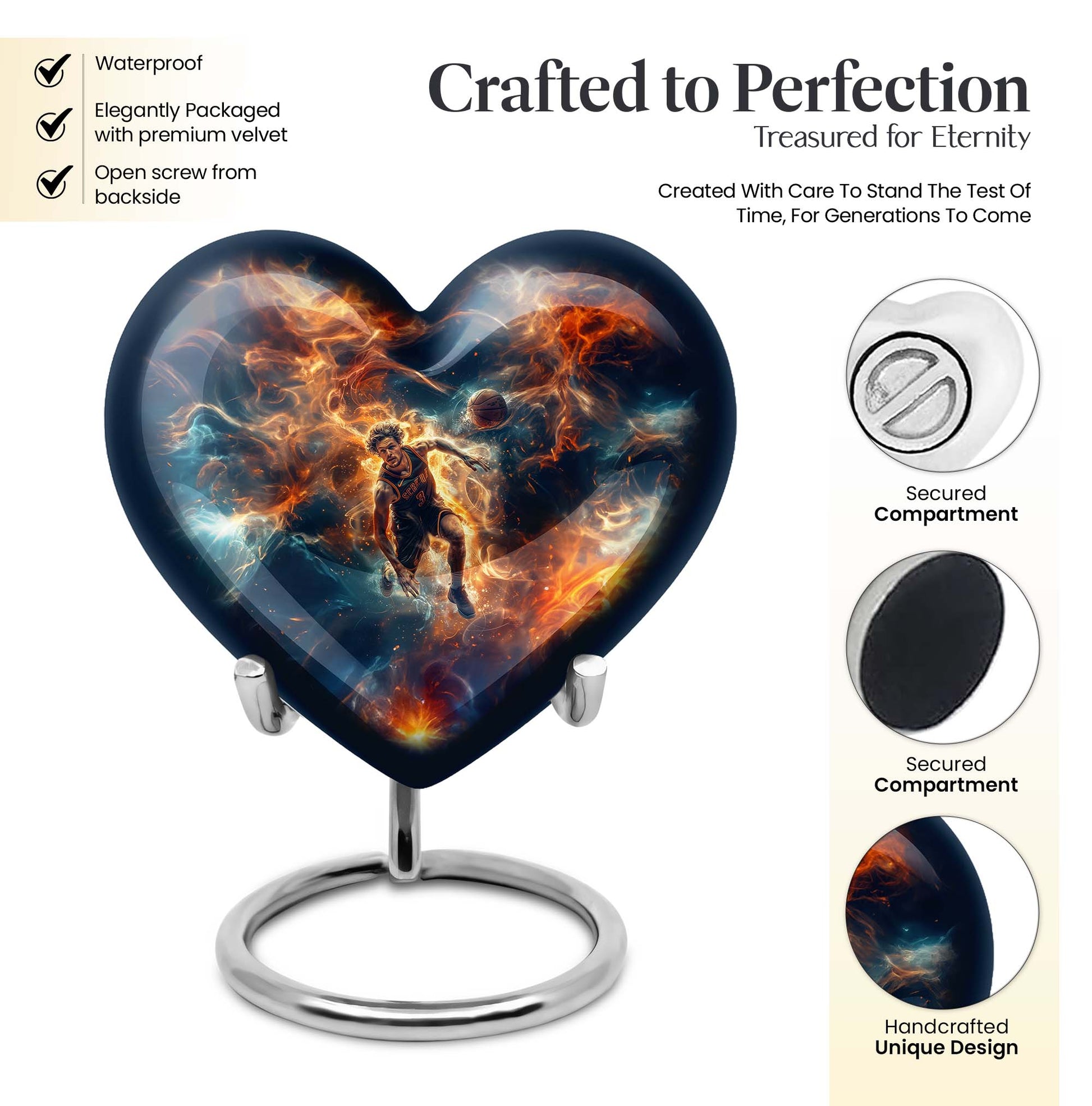 Heart-designed basketball Urn