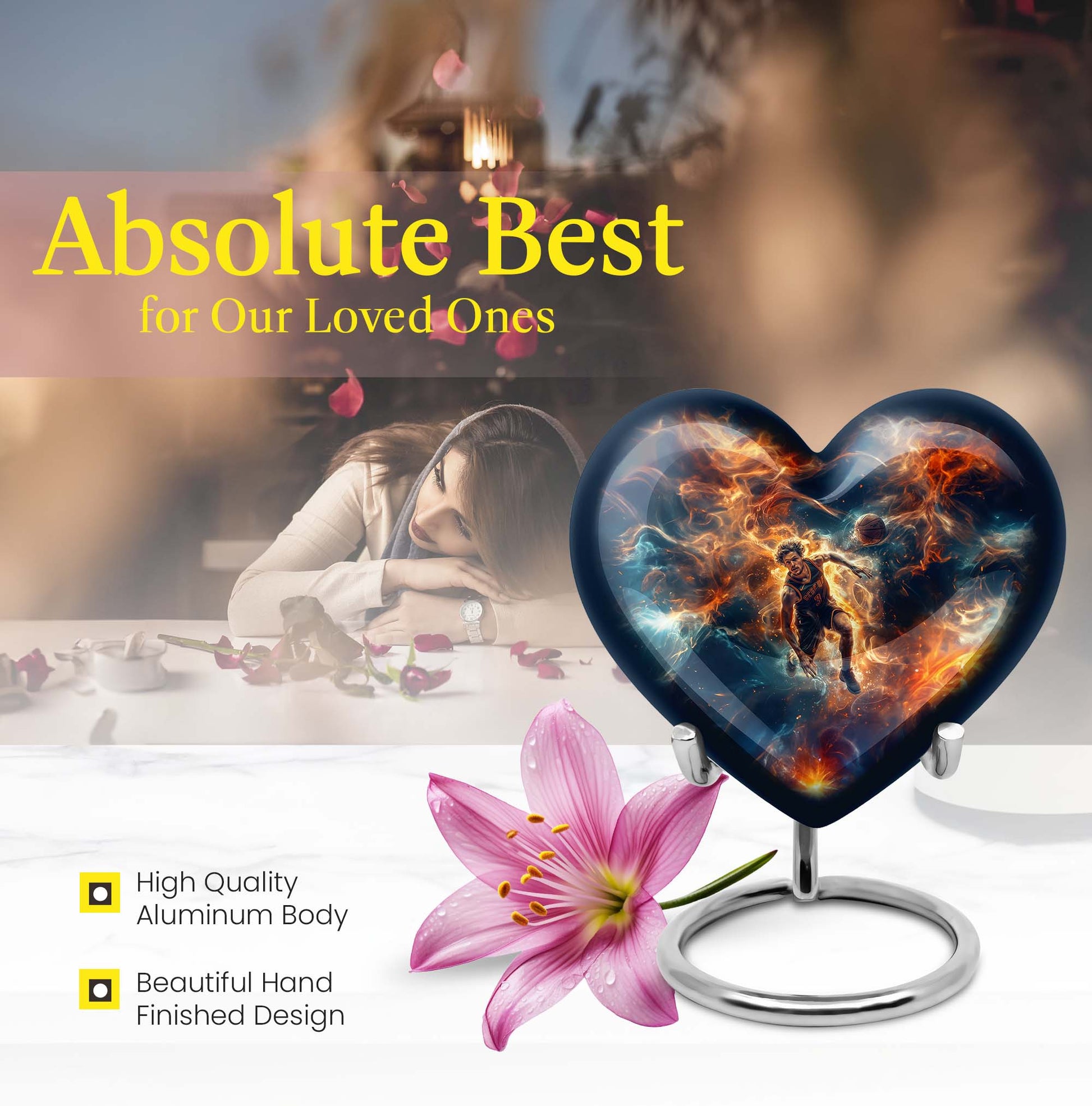 Heart-designed basketball Urn