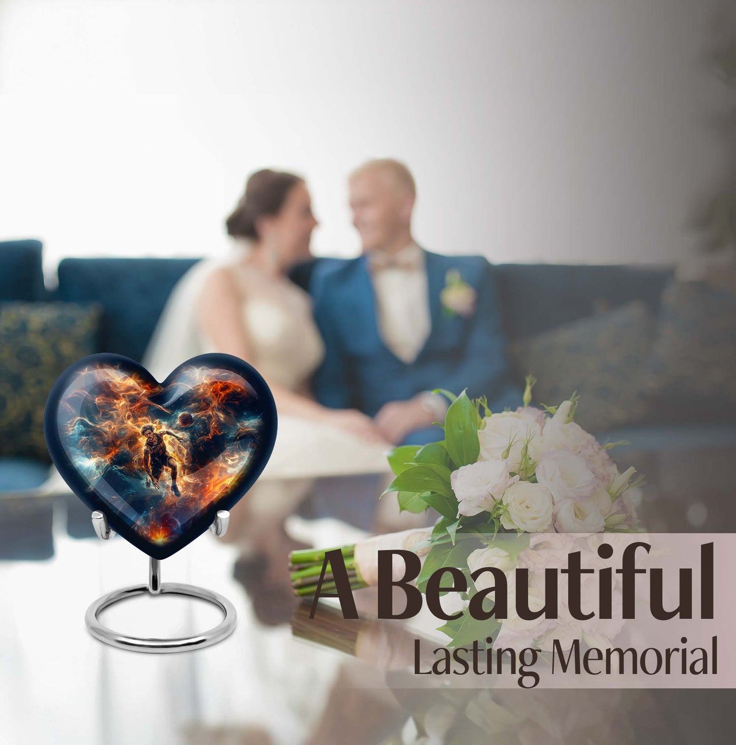 Heart-designed basketball Urn