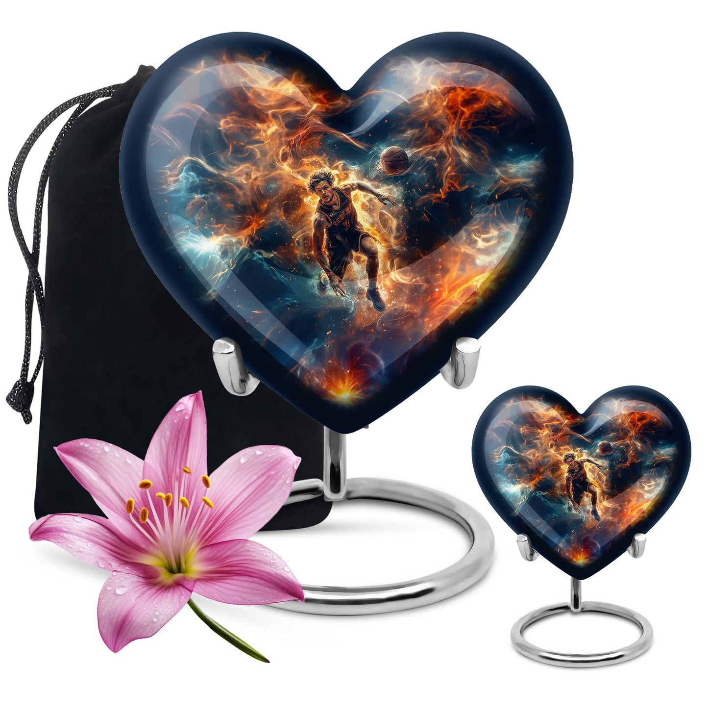 Heart-designed basketball Urn