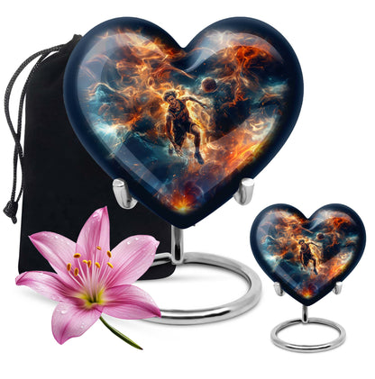 Heart-designed basketball Urn