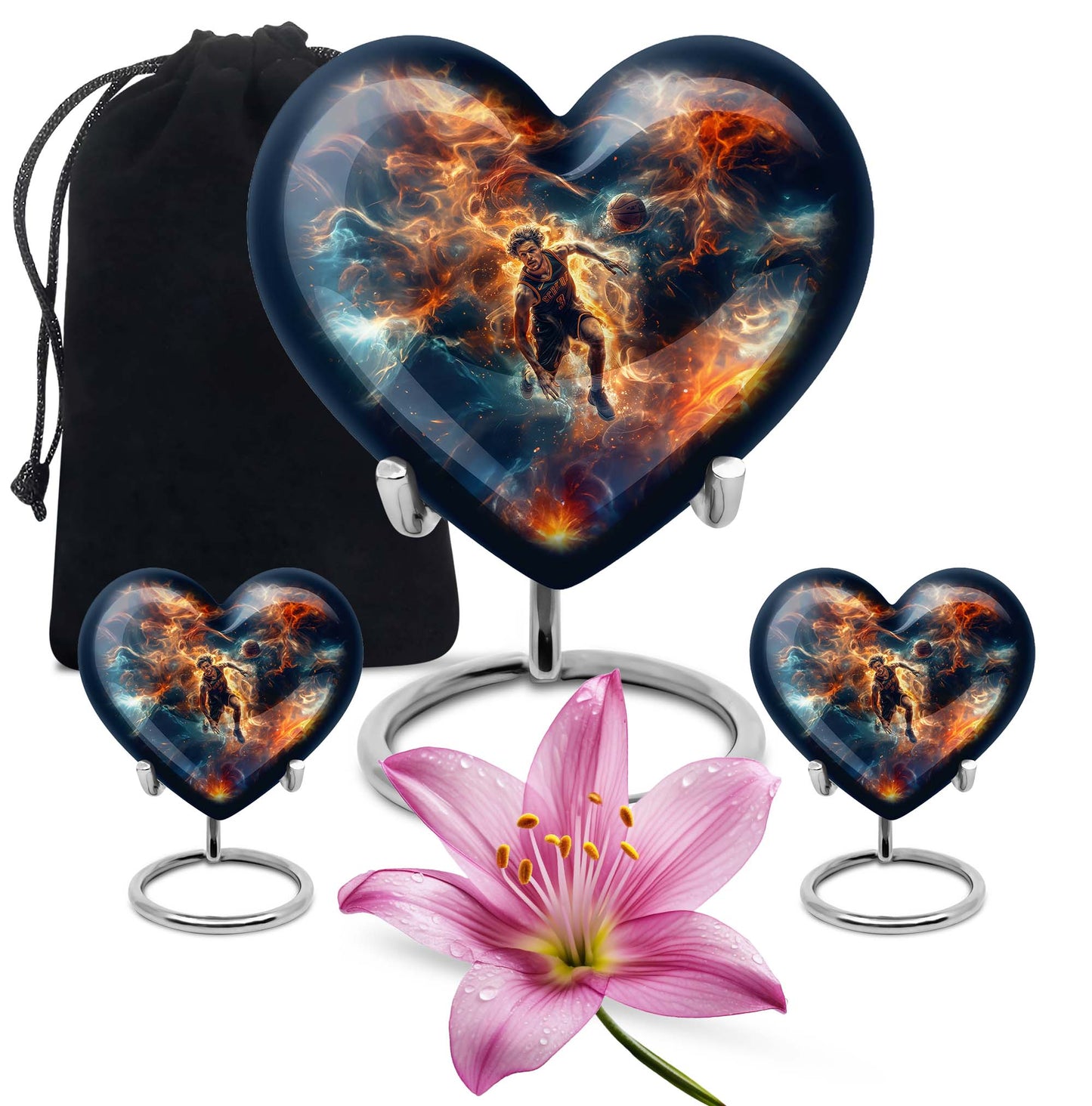 Heart-designed basketball Urn