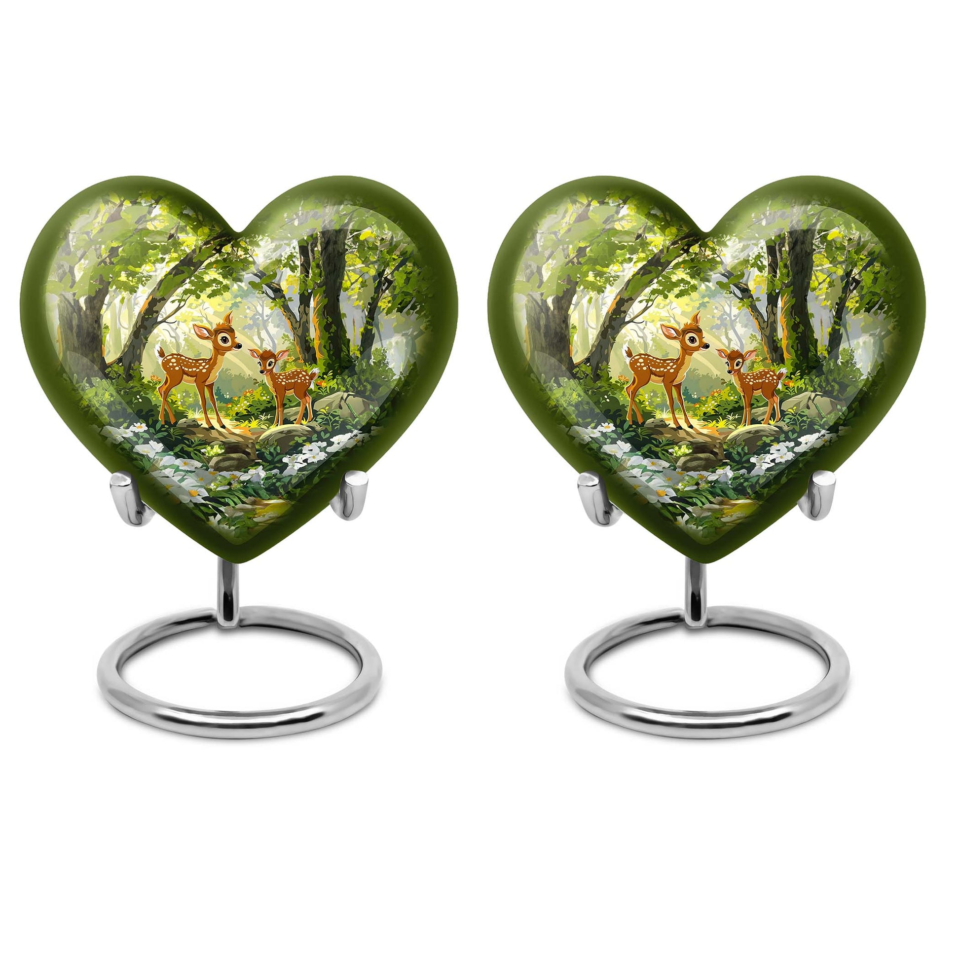Large 10 inch heart-shaped deer urn for men's 