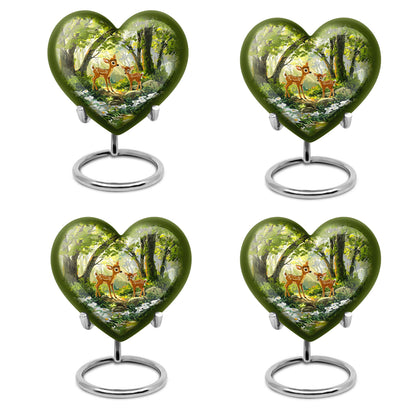 Large 10 inch heart-shaped deer urn for men's 
