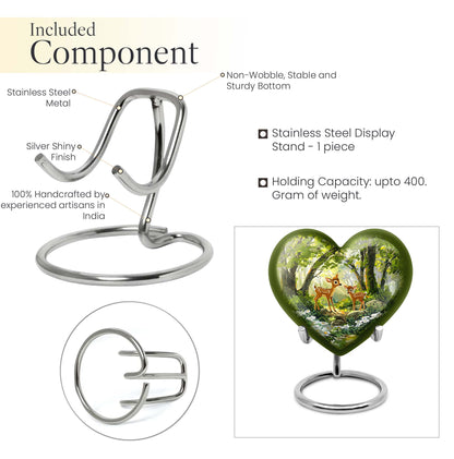 Large 10 inch heart-shaped deer urn for men's 