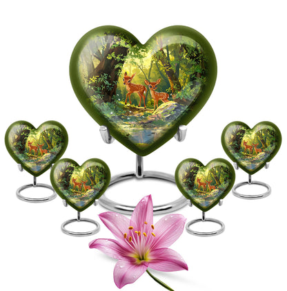 10-inch heart-shaped deer urn