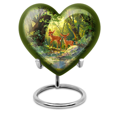 10-inch heart-shaped deer urn