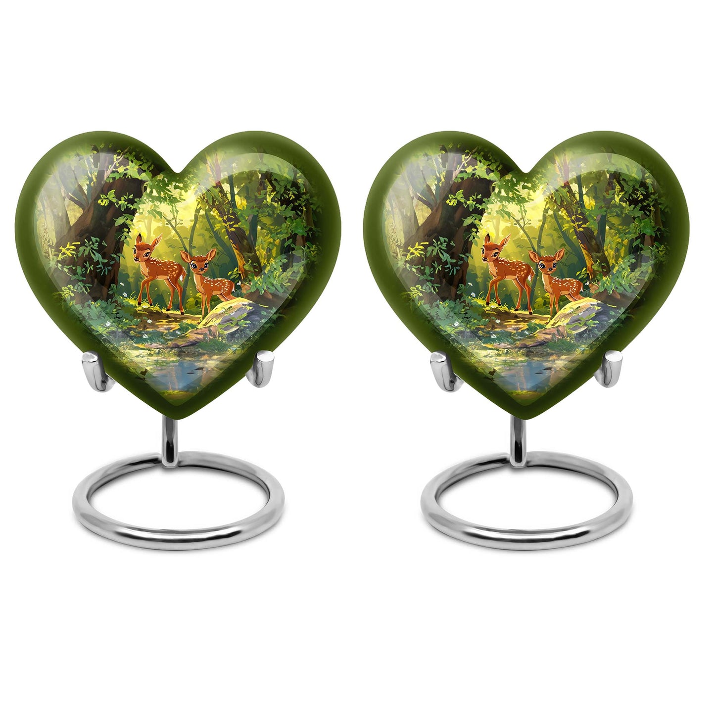 10-inch heart-shaped deer urn