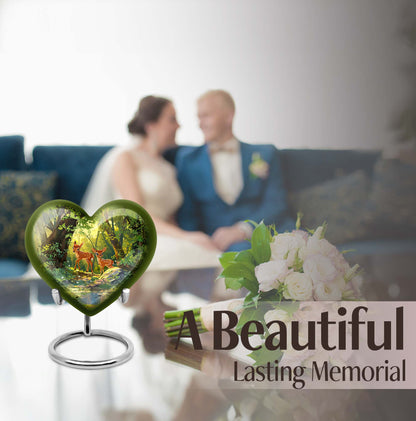 10-inch heart-shaped deer urn