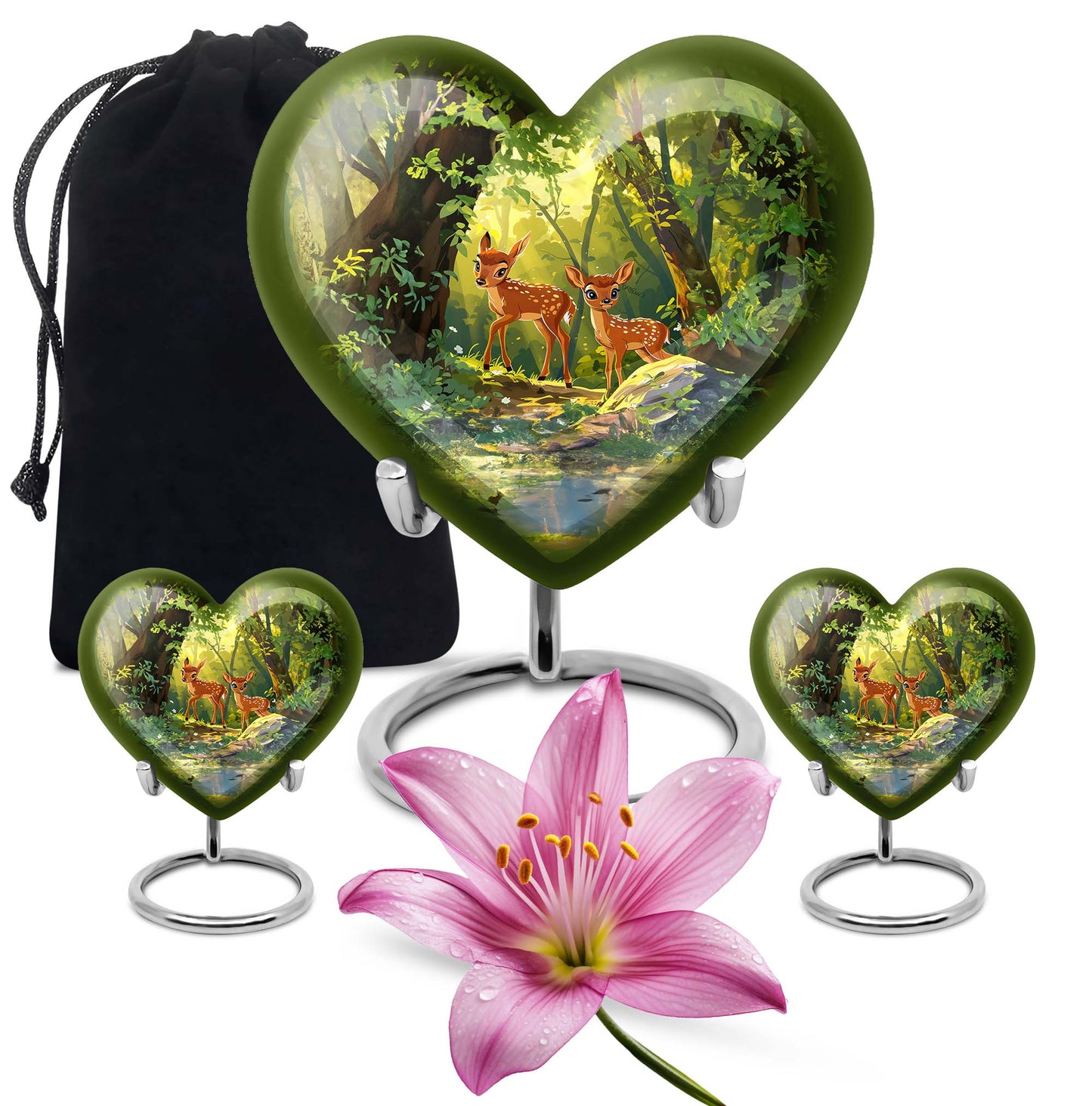 10-inch heart-shaped deer urn
