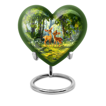 Deer Themed Heart Memorial Urn