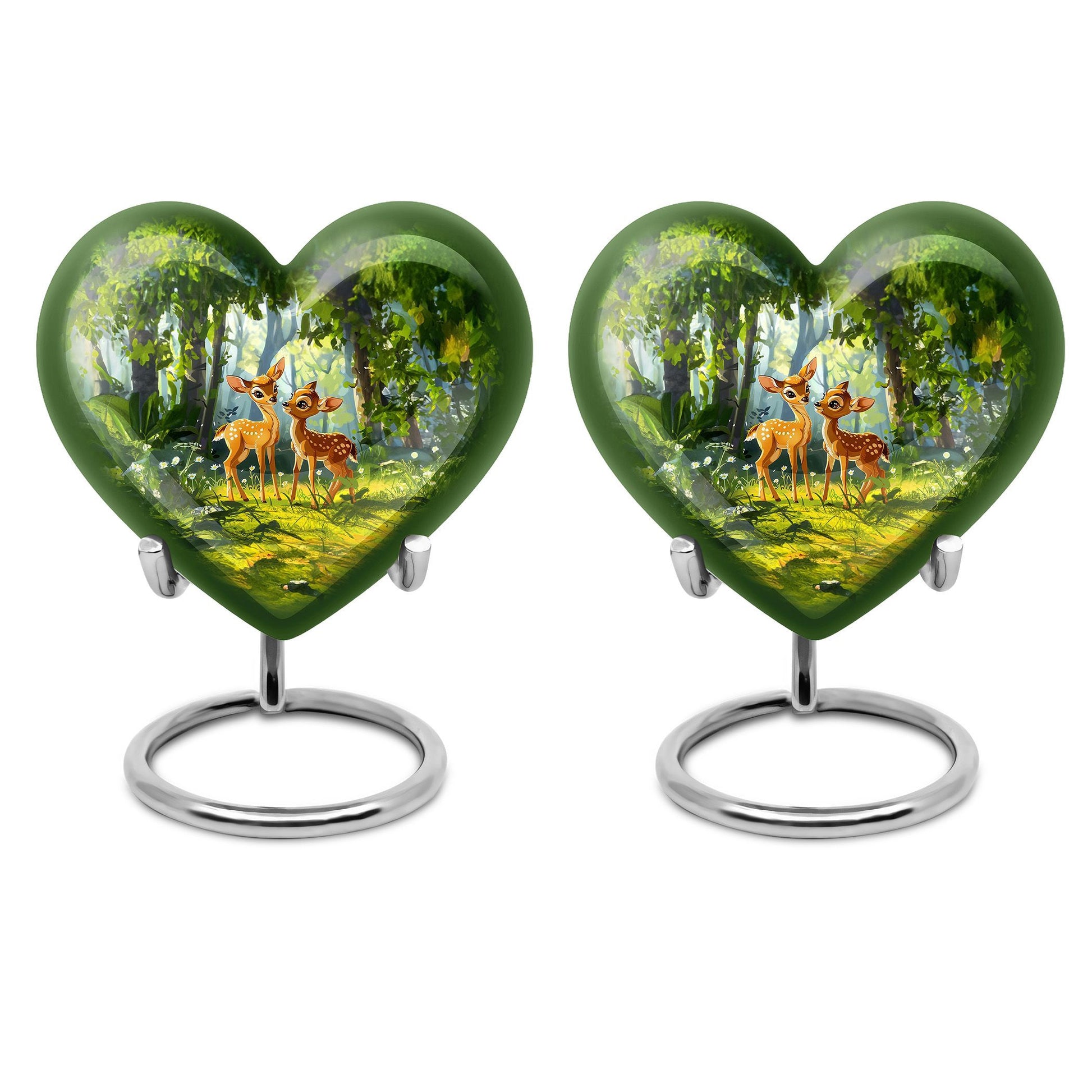 Deer Themed Heart Memorial Urn
