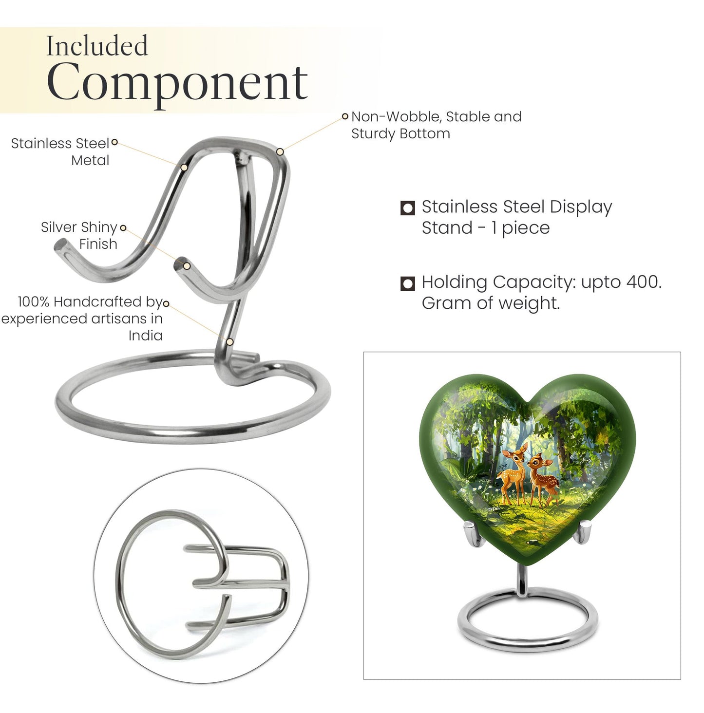 Deer Themed Heart Memorial Urn