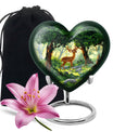 10 Inch Aluminium Heart-Shaped Deer Funeral Urn for Mom, with Personalized Engraving Option