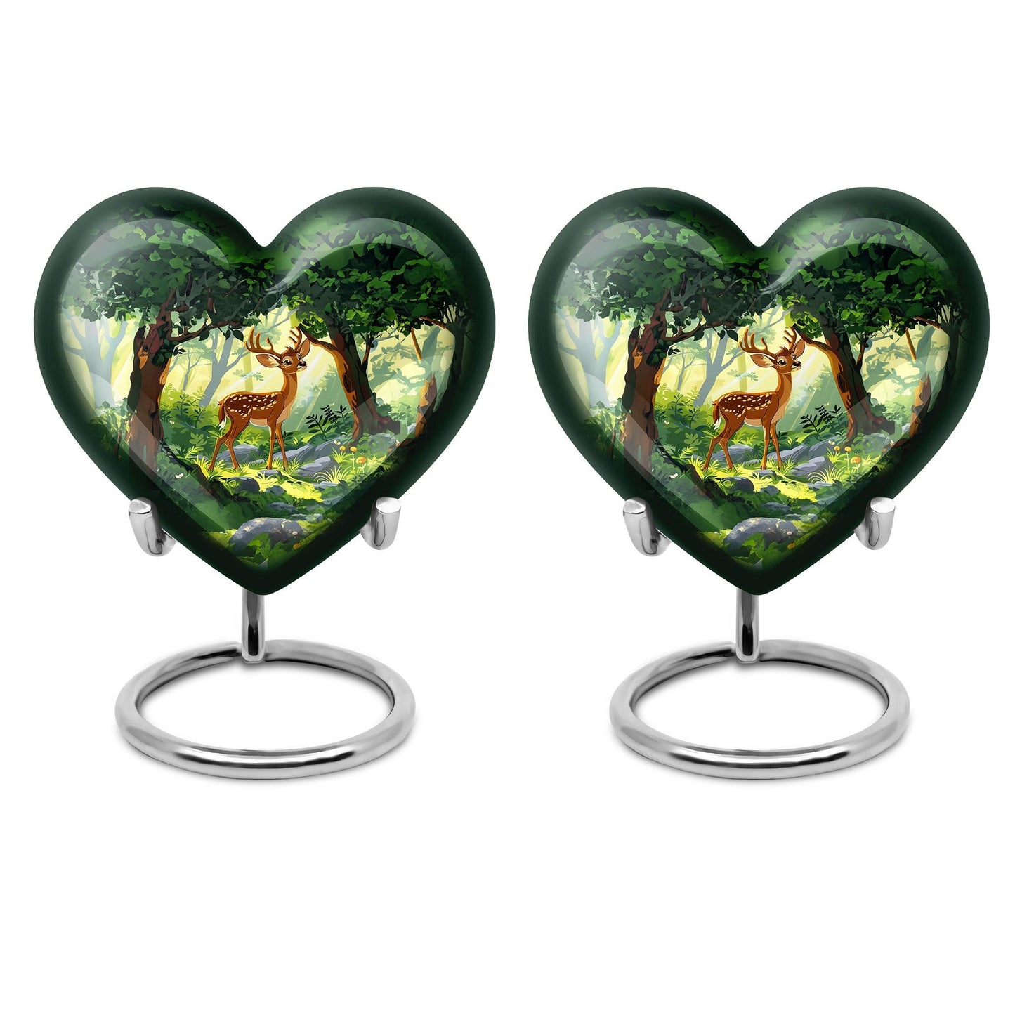 10 Inch Aluminium Heart-Shaped Deer Funeral Urn for Mom, with Personalized Engraving Option