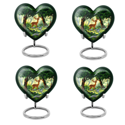 10 Inch Aluminium Heart-Shaped Deer Funeral Urn for Mom, with Personalized Engraving Option