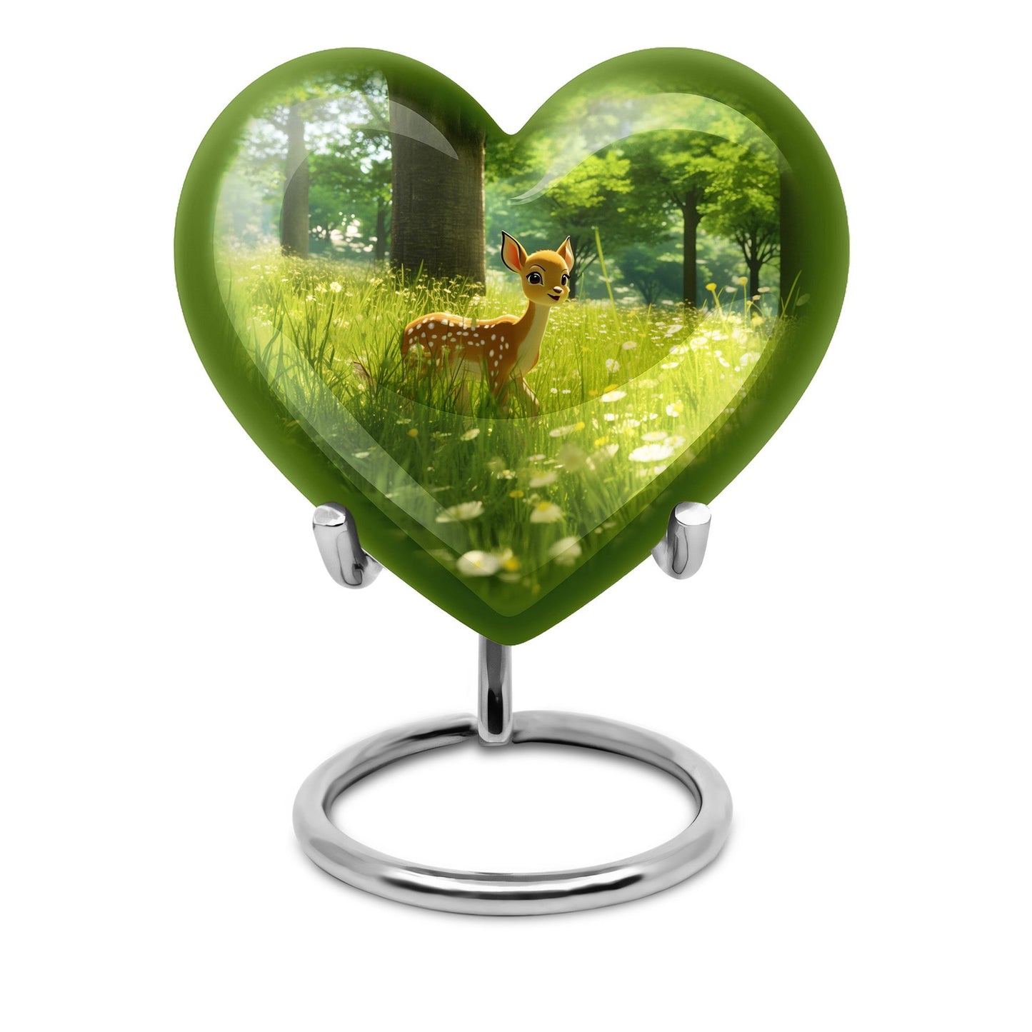 10-inch Heart Urn with deer theme