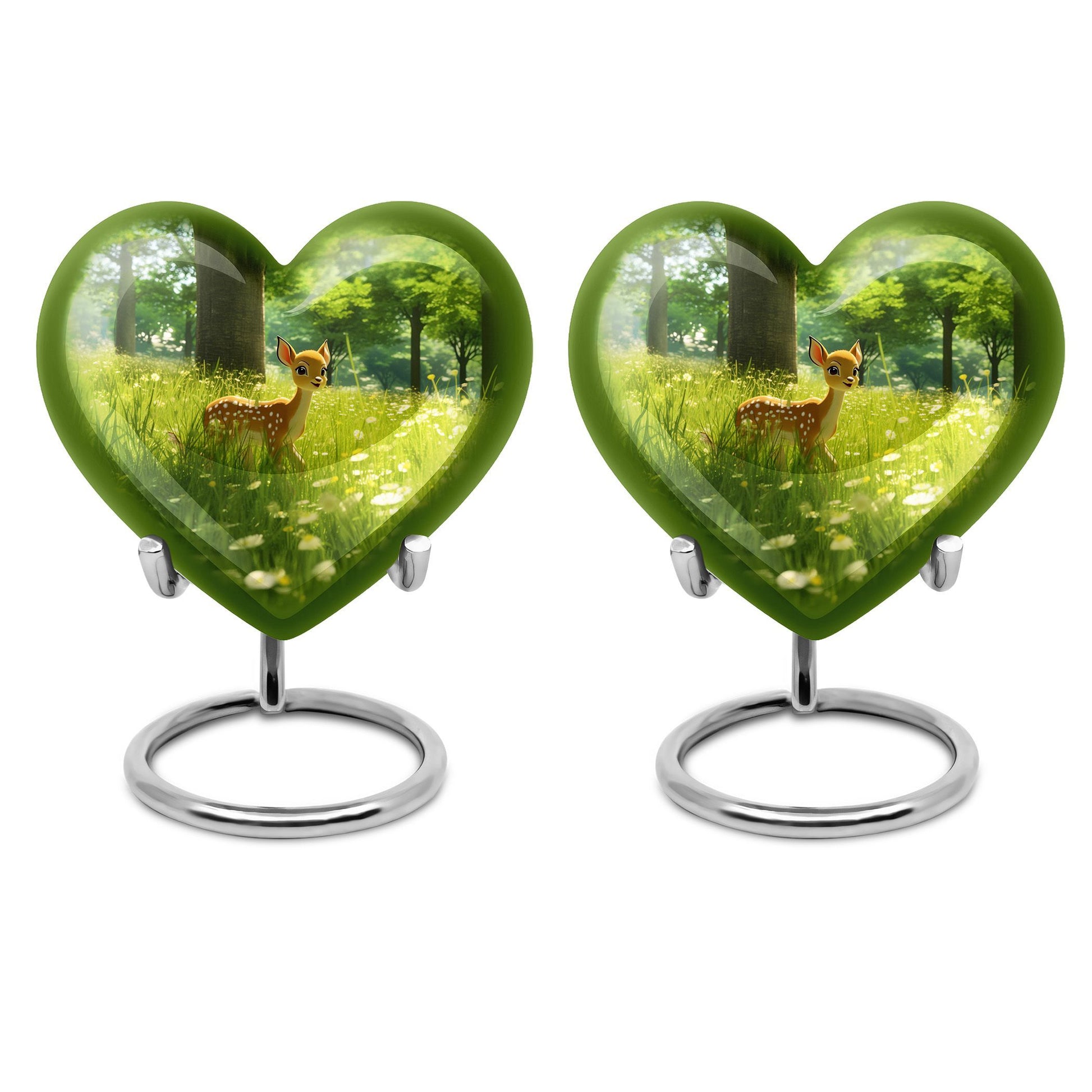 10-inch Heart Urn with deer theme
