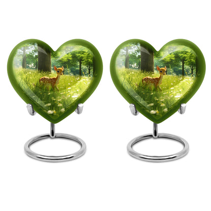 10-inch Heart Urn with deer theme