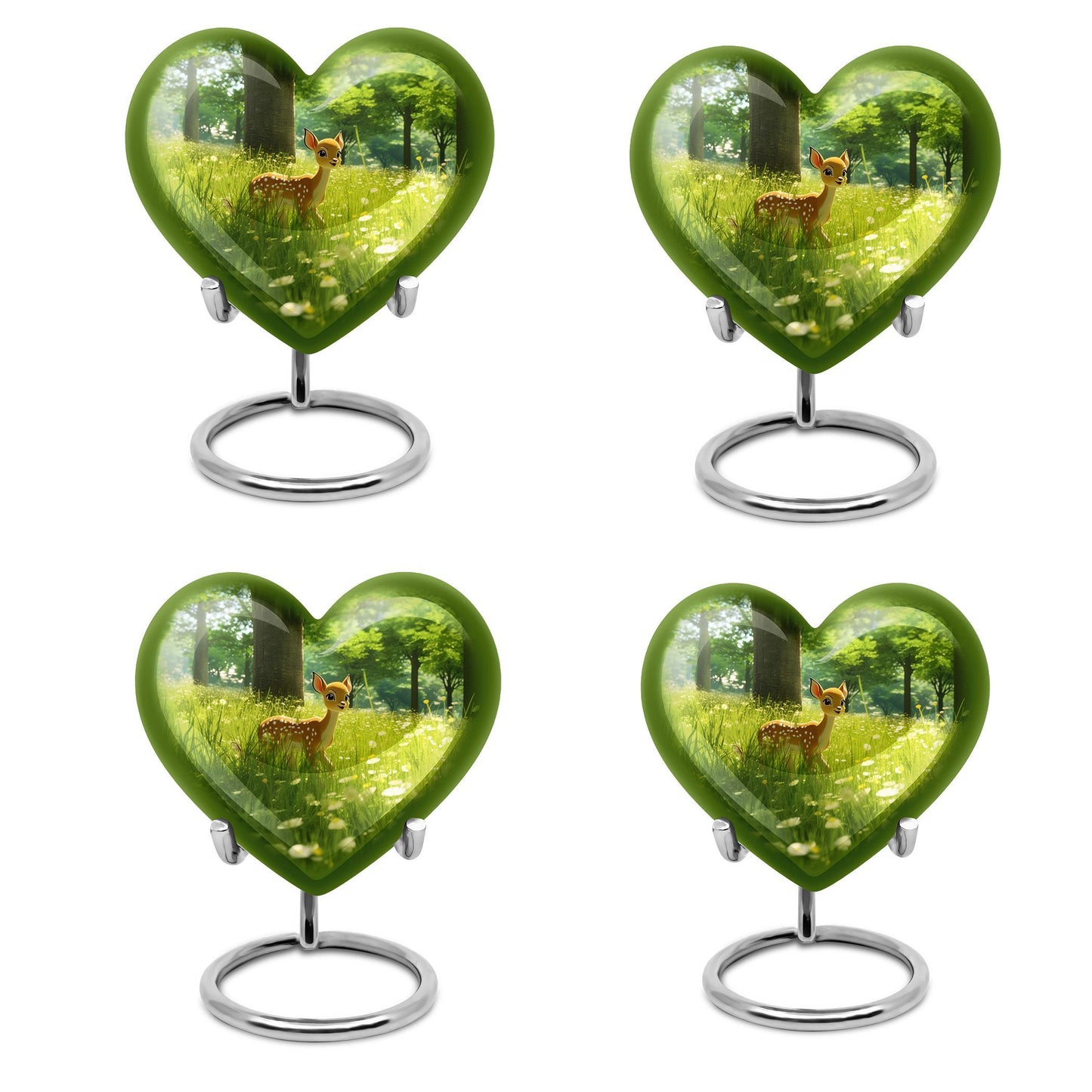 10-inch Heart Urn with deer theme